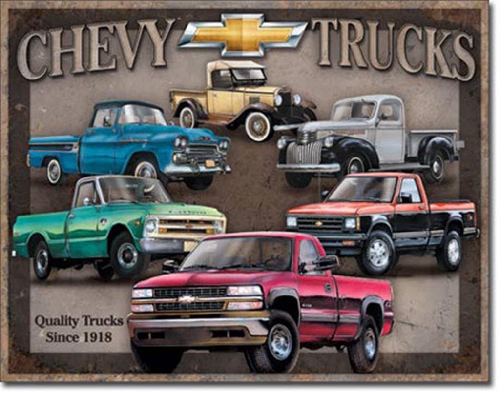 Desperate Enterprises Chevy Trucks Tribute Tin Sign, 16"W x 12.5"H