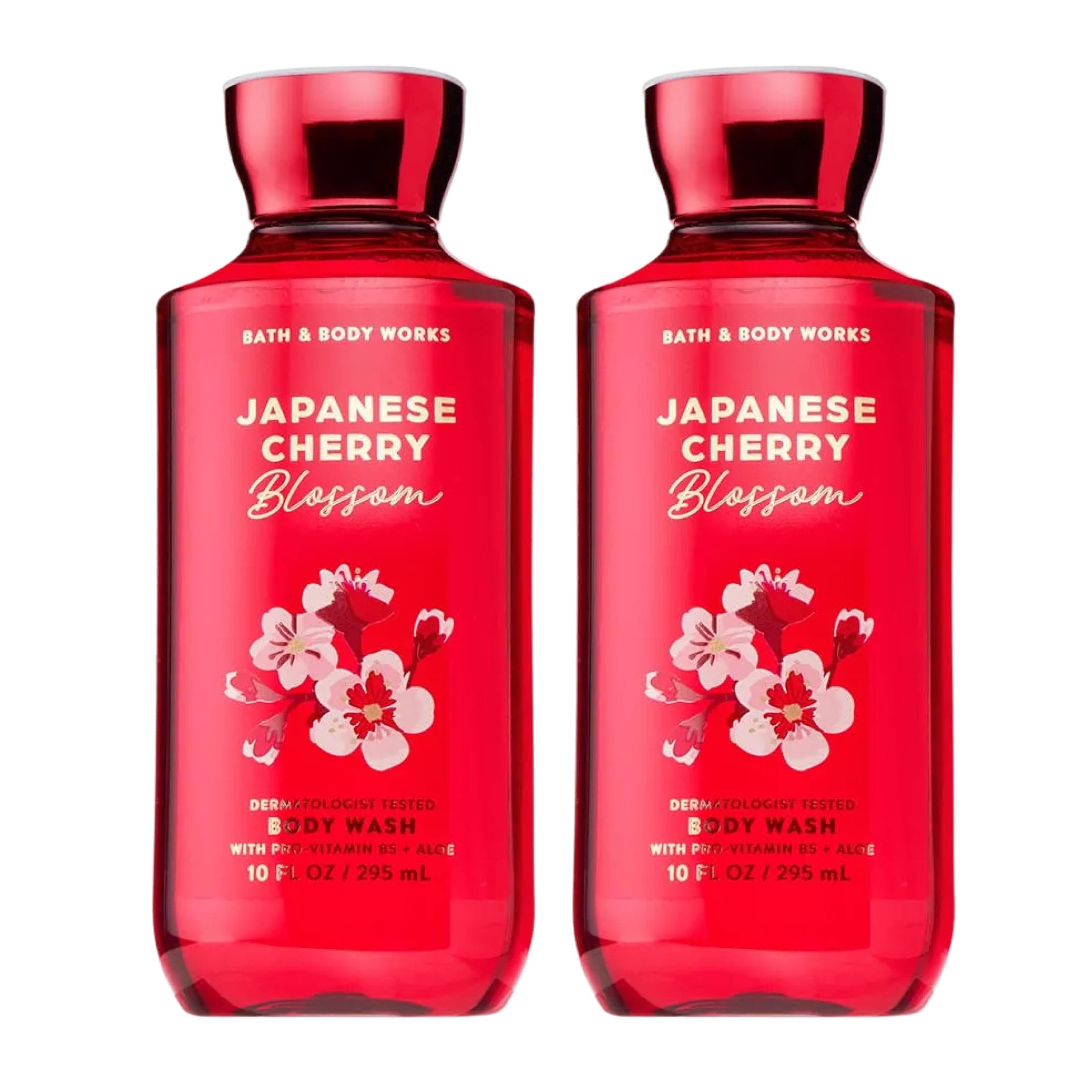 Bath & Body Works Japanese Cherry Blossom Body Wash, Nourishing Cleanser with Pro-Vitamin B5 & Aloe, Iconic Floral Scent, Gentle for Daily Use, 10 fl oz - 2 Pack