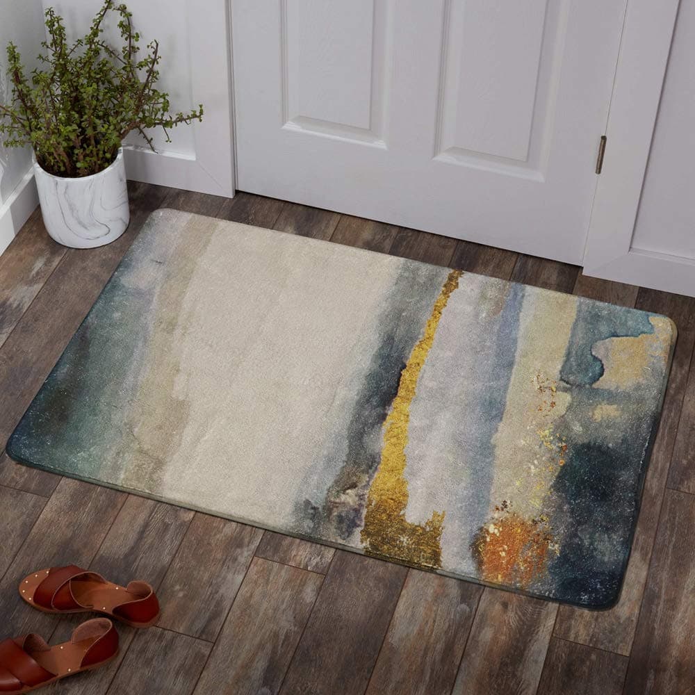 Lahome Modern Abstract Small Area Rug - 2'x3' Bathroom Entryway Rug Non-Slip Blue Throw Rug Accent Distressed Rug Floor Carpet for Door Mat Kitchen Entry Laundry Rug Decor (2’x 3’, Blue&Gray)