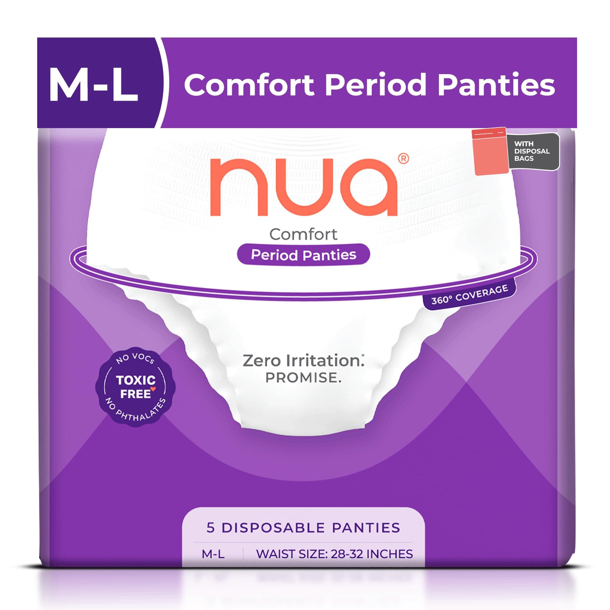 360° Comfort Period Panties (M-L) | Pack of 5 | Ultra-Absorbent | Zero Irritation | 4X Comfort | for Heavy Flow | No rashes | Leakproof | Seamless | 100% Toxic-Free, Dermatologically Tested