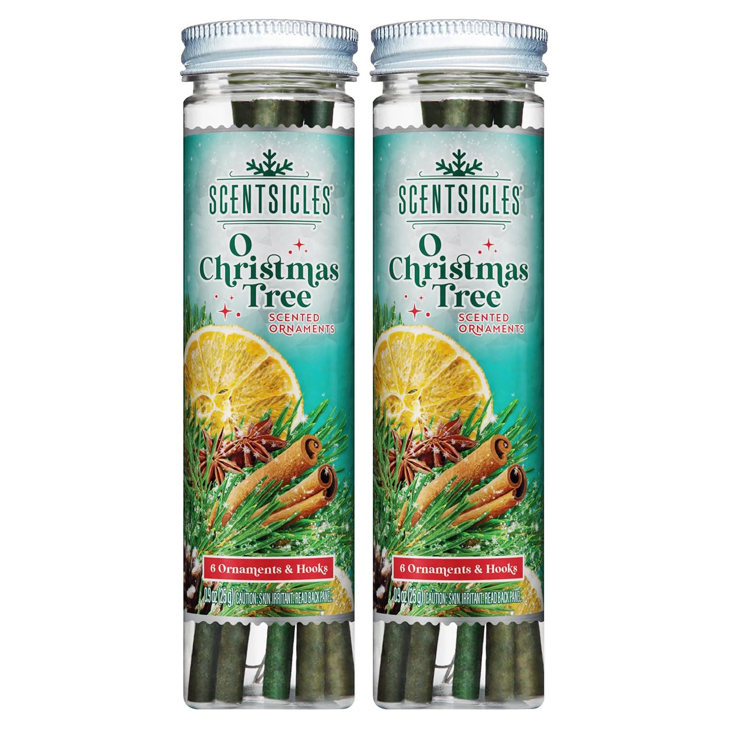 Scentsicles O Christmas Tree Scented Christmas Ornaments with Hooks - 2 Bottles (12 Sticks Total)