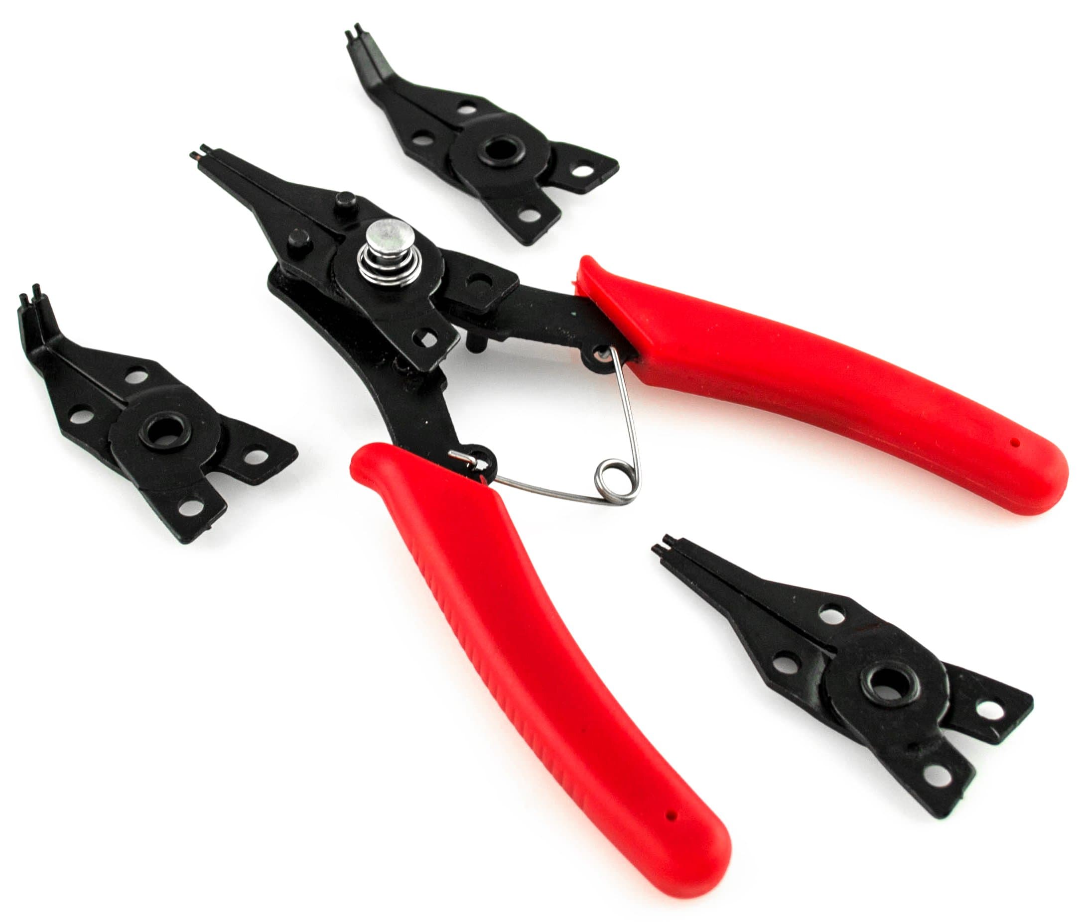 New Bastex 4 in 1 Snap Ring Pliers Set for Removal of Retaining Clip Circlip Snap Rings Jesus Clips Wrist Pin Clips E-Clips Internal External CirClips Automotive and Engine Repair Projects