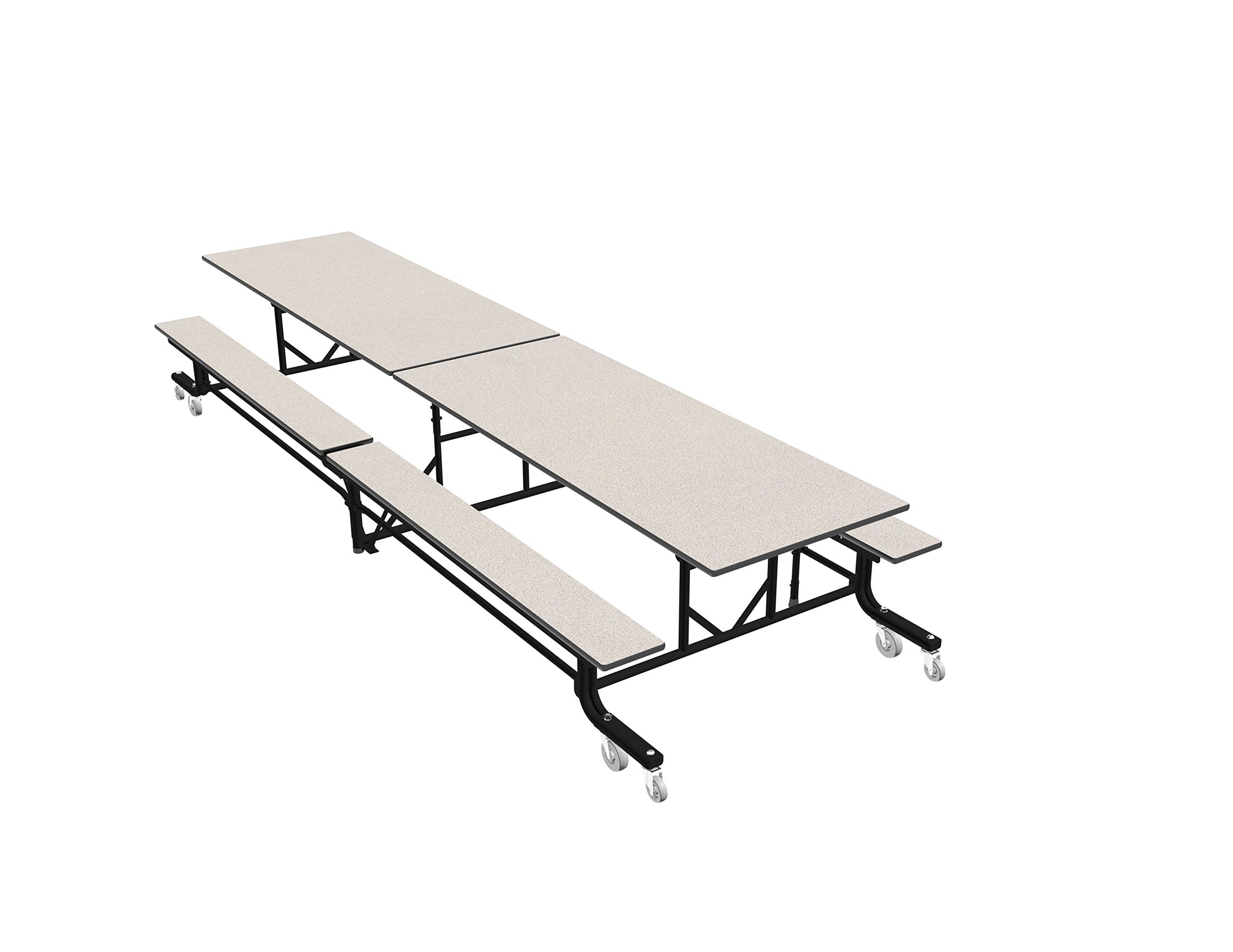 Palmer Hamilton 19F Easy Folding Mobile School Table, Bench, White/Black 27x30x144, Cafeteria Breakroom