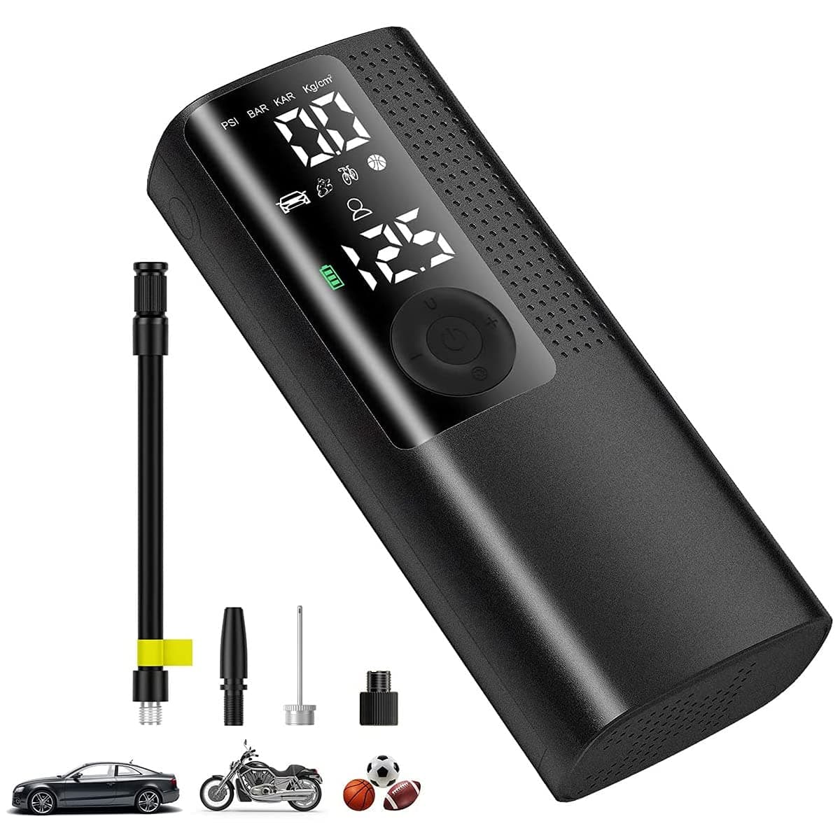 Tire Inflator Portable Air Compressor Cordless Air Pump Digital Electric Car Pump with Pressure Gauge LED Light 2000mAh for Motorcycle Bike Truck Ball Swimming Ring Pressure Prediction