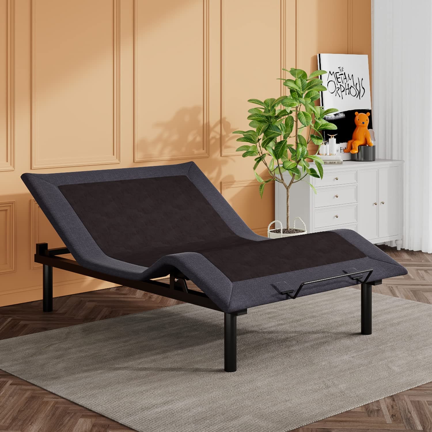 SHA CERLIN Electric Adjustable Bed Base, Ergonomic Basic Full Size Bed Frame with Upgraded Motors and Wireless Remote Control, Independent Head and Foot Incline, Assembly Required