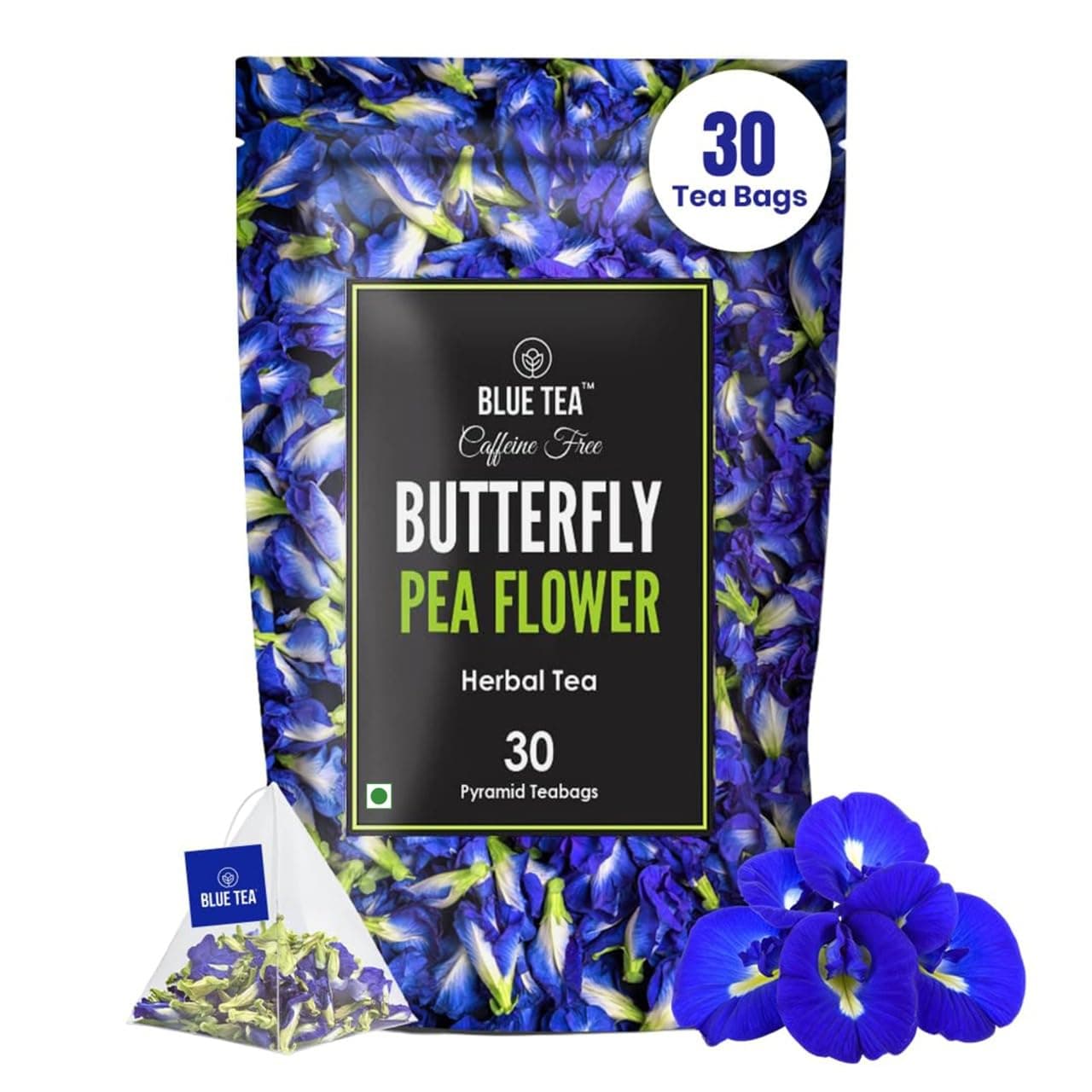 BLUE TEA Dried Butterfly Pea Flower, 100% Organic Directly from the Source, Makes Naturally Blue, Purple, Pink Foods, Iced Tea, Coolers, Cocktails, Mocktails, Clitoria Ternatea, Blue Pea or Butterfly