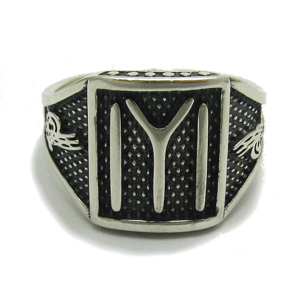 Sterling silver men ring old bulgarian symbol IYI and Axe solid 925 Empress