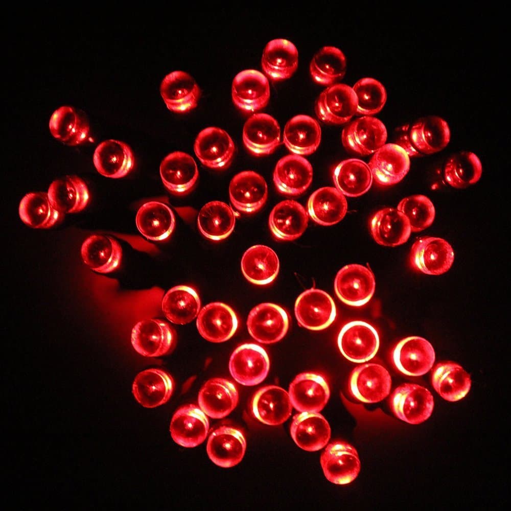 Lycheerscolour Solar Christmas String 17m 100 LED Solar Fairy String Lights for Outdoor, Gardens, Homes, Christmas Party, Waterproof (17M 100led, Red)