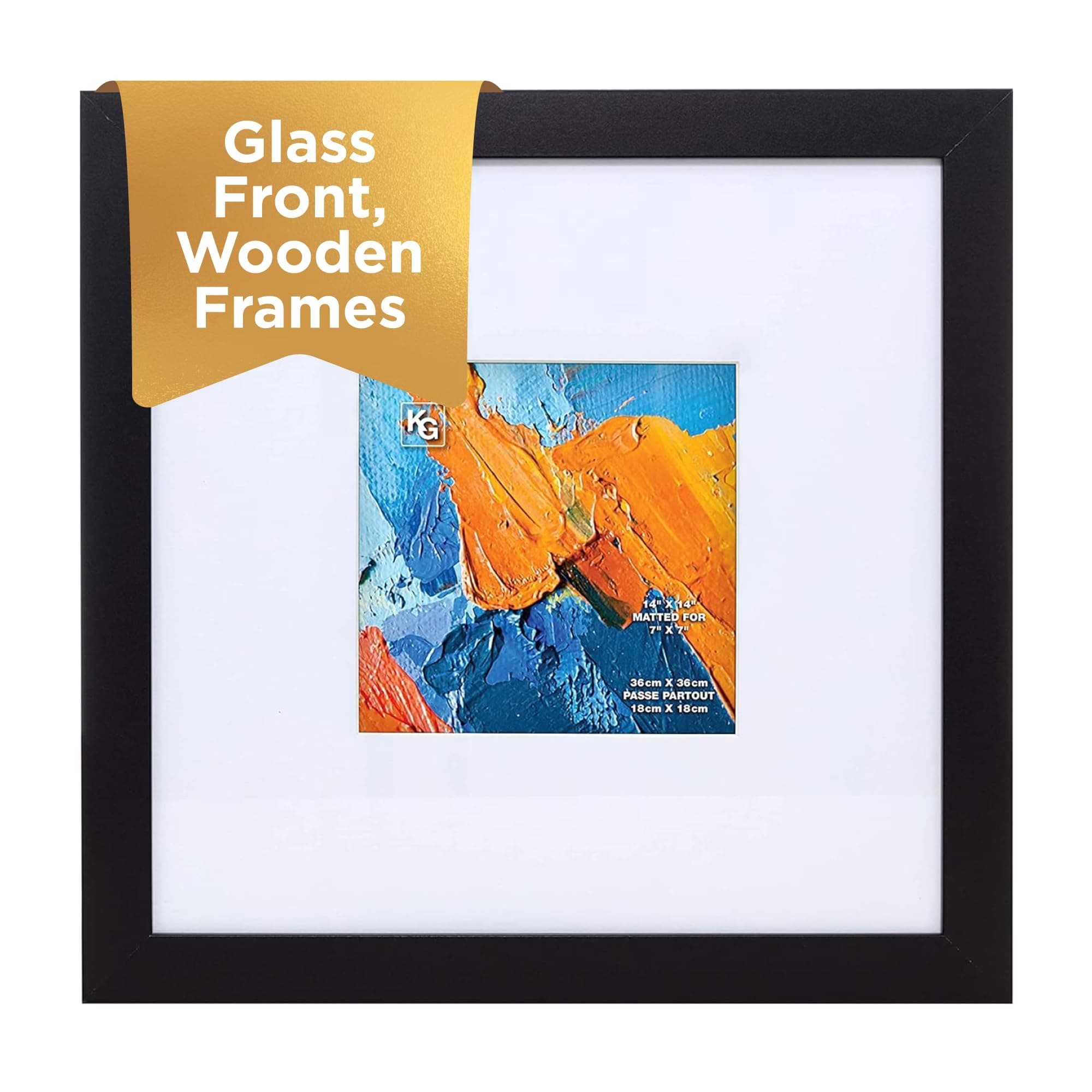 Kiera Grace Matted Classic Langford Picture Frame, 14" x 14", Black, PH00312-6FF
