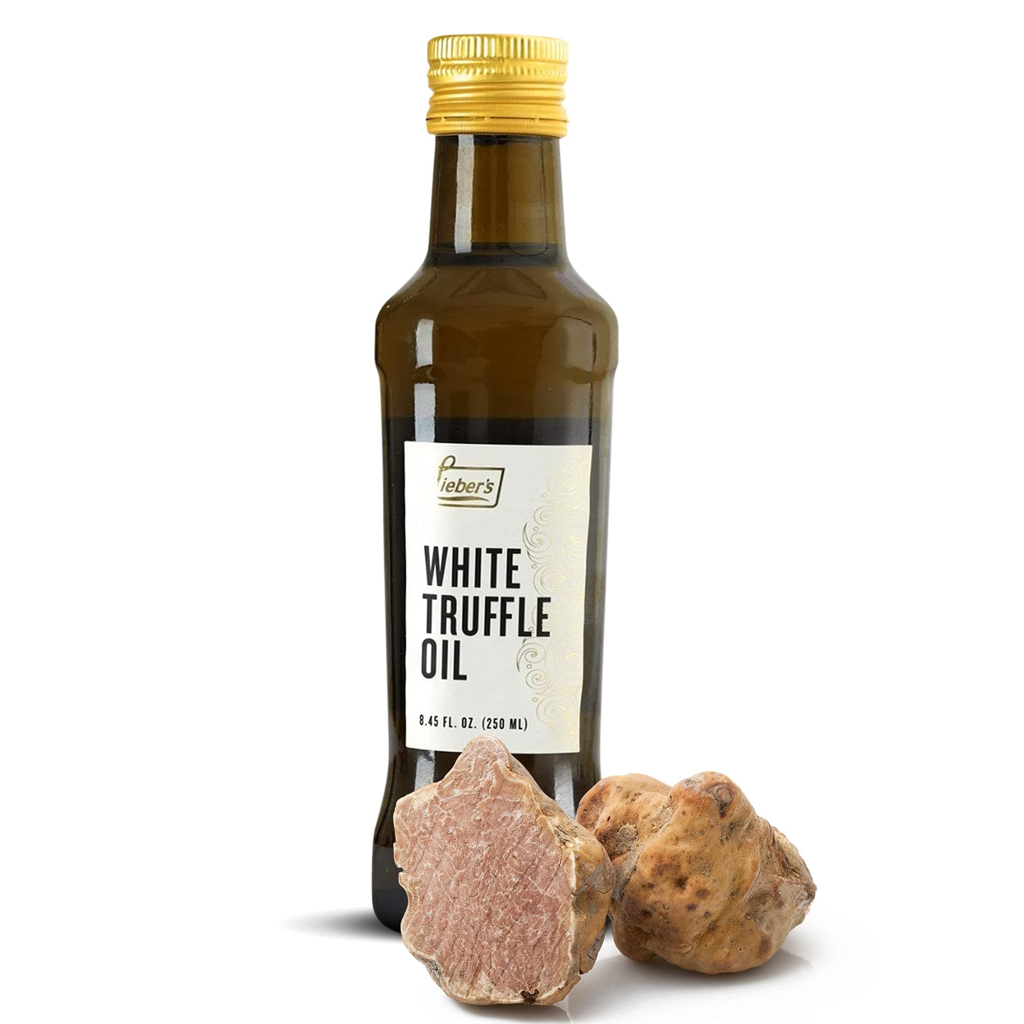 Lieber’s White Truffle Oil Premium Truffle Oil for Cooking, Salad Dressing, Seasoning, Marinade, Garnish, This White Truffle In Oil Is Kosher, Vegan, Vegetarian & Gluten Free | 8.45 Fl Oz Glass Bottle