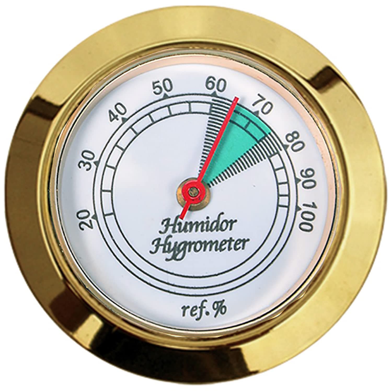 Prestige Import Group Medium Round Analog Hygrometer Humidity Gauge for Humidors - Color: Gold