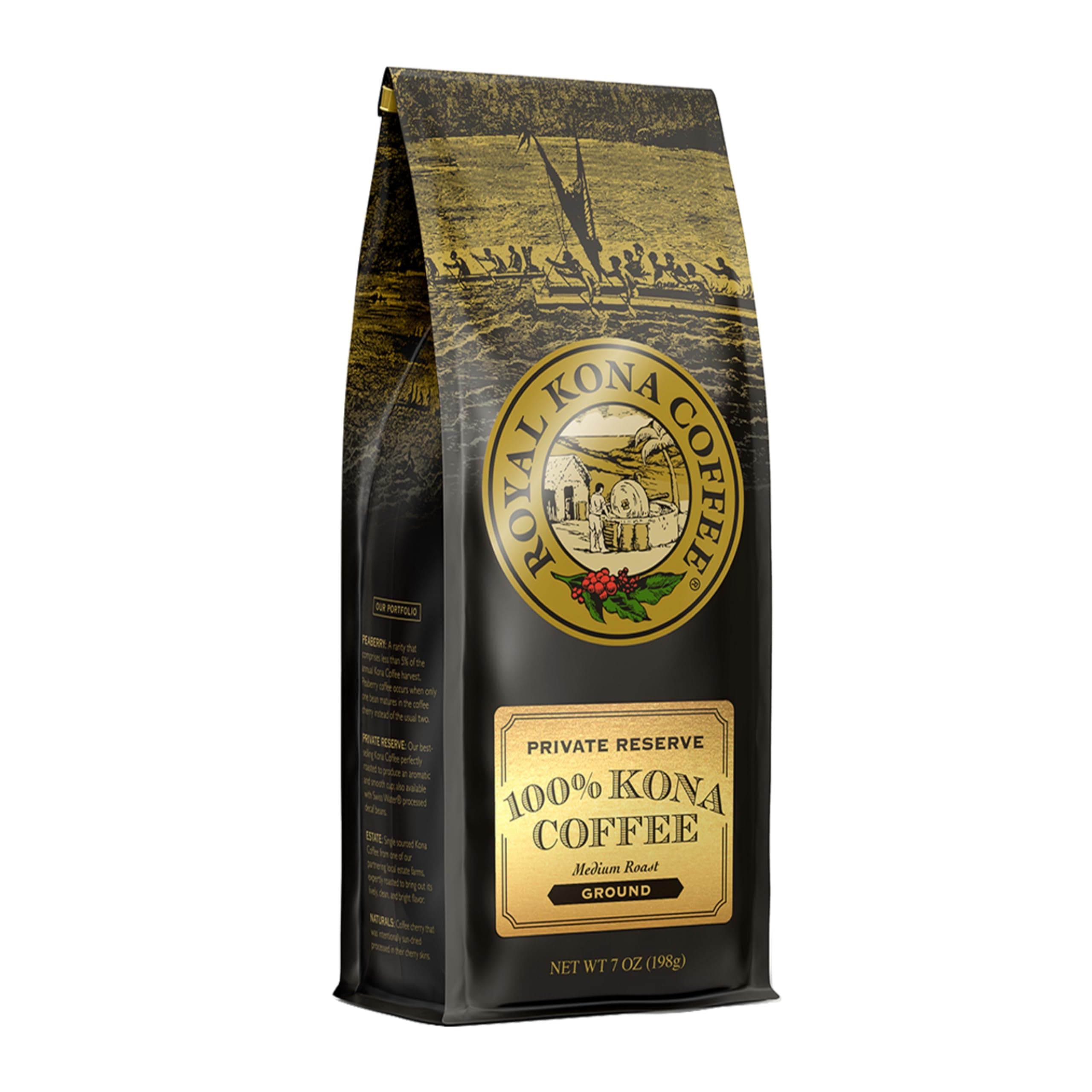 ROYAL KONA COFFEE Ground - 100% Hawaiian Kona Private Reserve Coffee Medium Roast, 7 oz