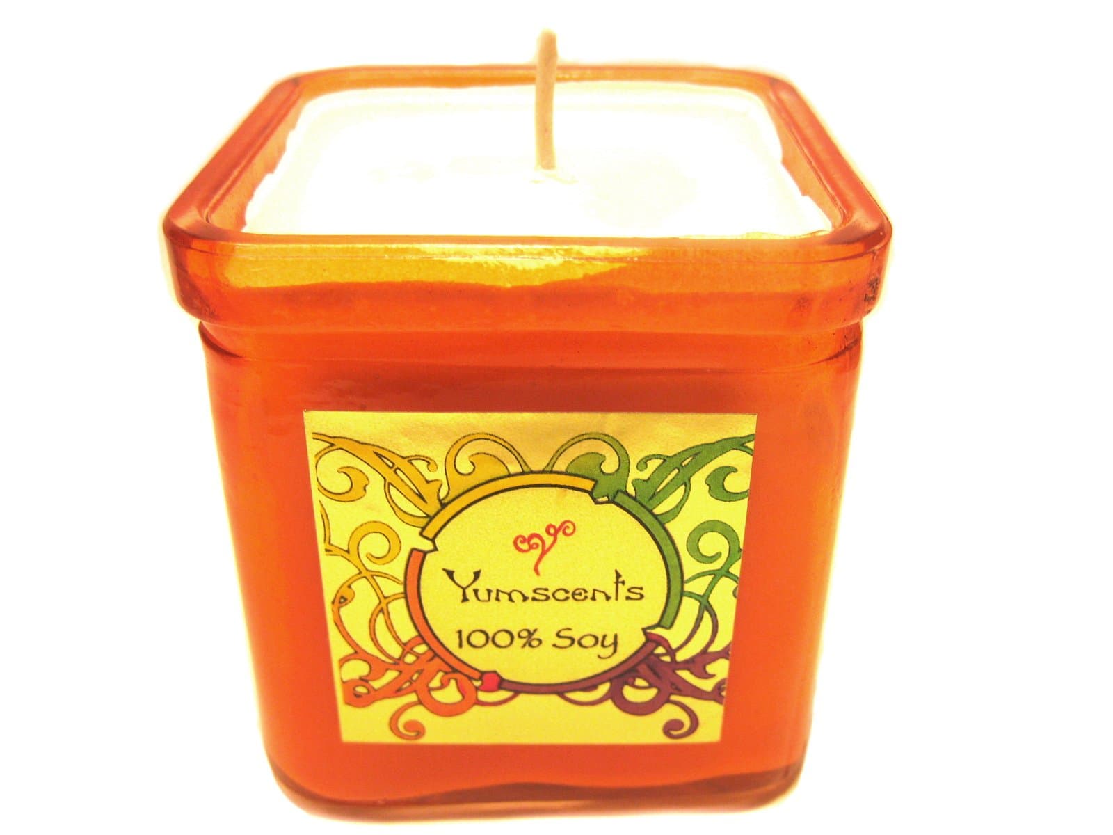 Yumscents Smoke and Odor Eliminator Soy Candle in Decorative Orange Recycled Glass Container, 8-Ounce