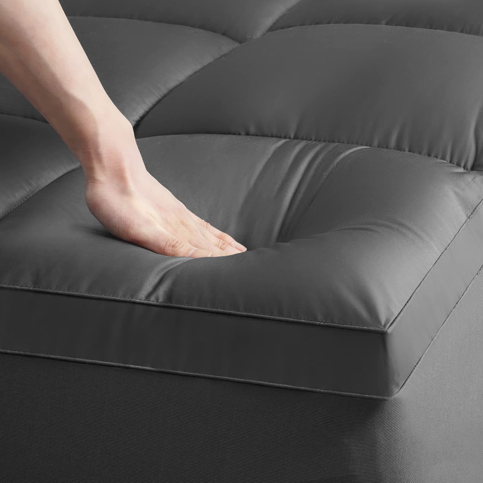 Starcast Sleep Solution Extra Thick Mattress Topper(Gray King Size),Cooling Cotton Plush Down Alternative Fill Mattress Fitted Plush Cover(Deep Pocket 8-21Inch)-First Choice for Stain-Resistance