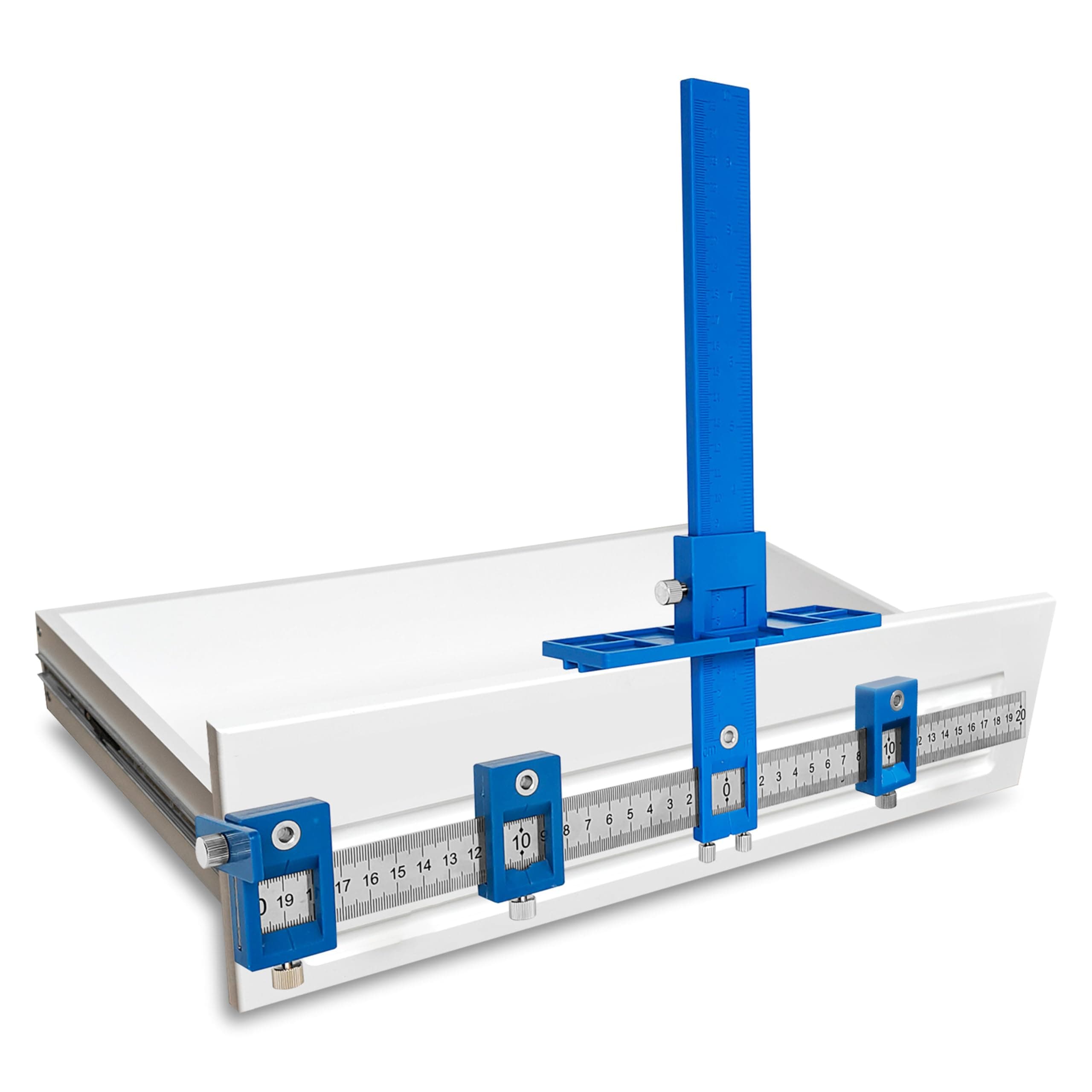 Cabinet Hardware Jig Tool ,Wood Drilling Dowelling Guide,Power Tools Drilling Punch Locator for Handles Knobs on Doors and Drawer -Blue Plastic