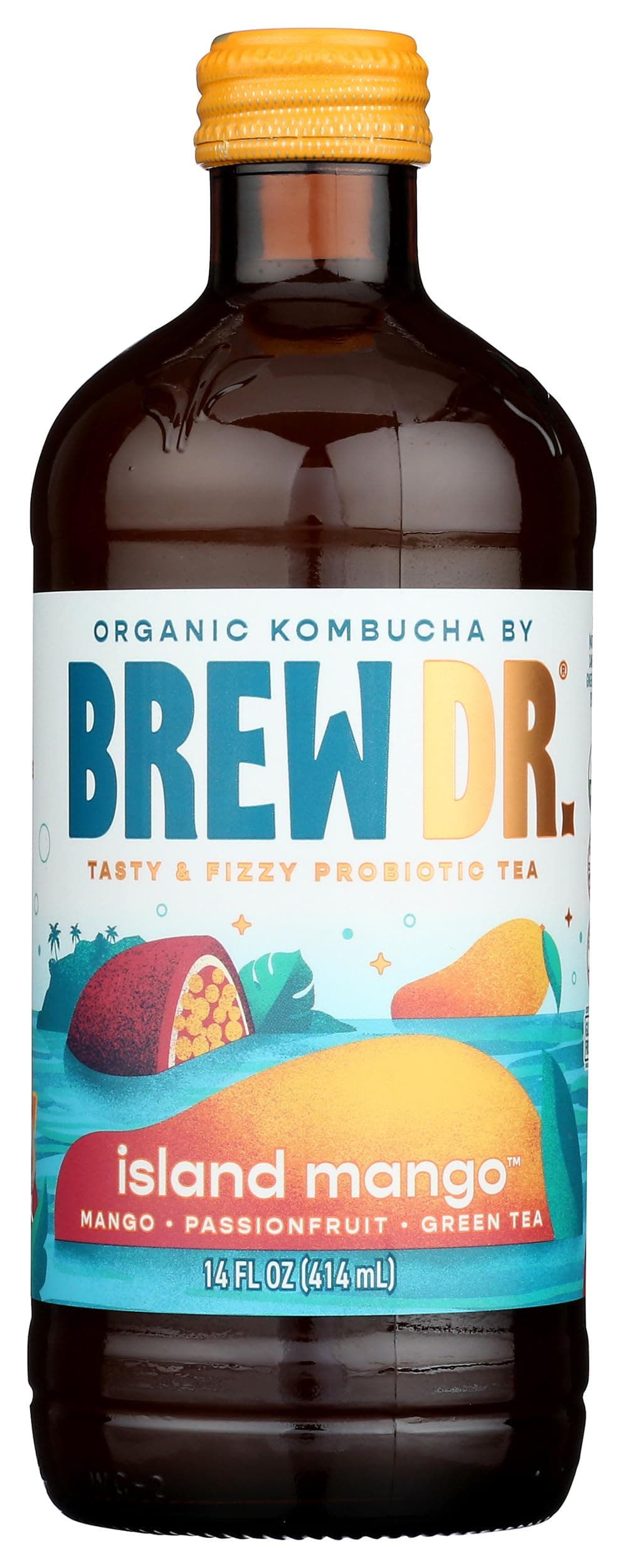 Kombucha, Island Mango, Organic & Probiotic, Supports Gut Health 14 fl oz