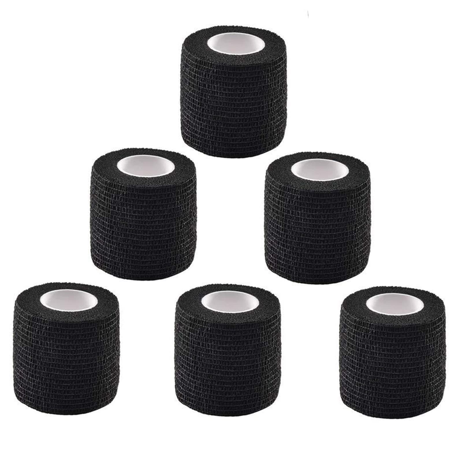 Tattoo Grip Cover 6pcs Disposable Self Adhering Elastic Non-Woven Bandage Wrap for Tattoo Handle Grip Tube,Postoperative Wound,Sports Protection (Black) … …
