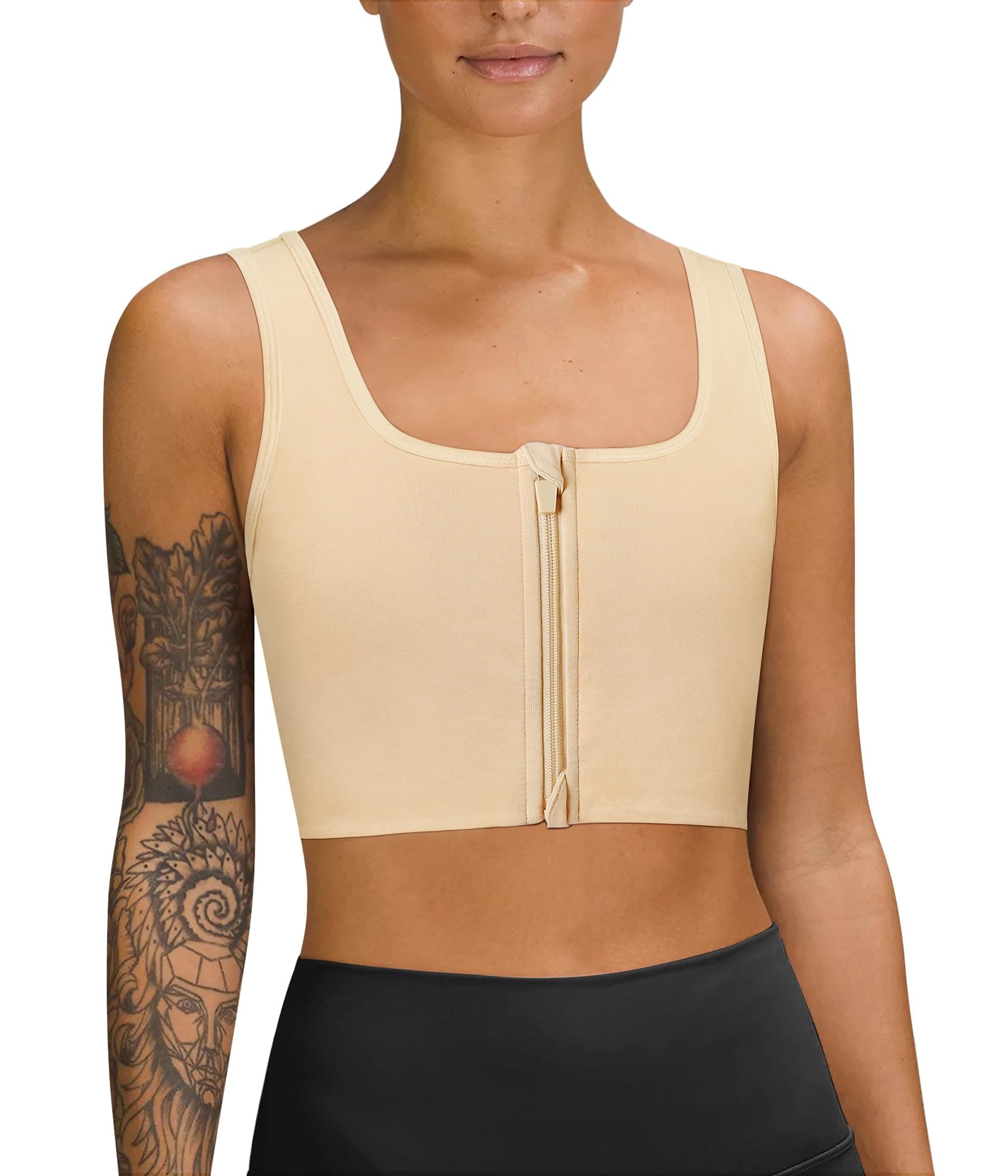 Chest Binder Tomboy Transgender FTM Square Collar with Front Zipper Binder Bra Tank Top