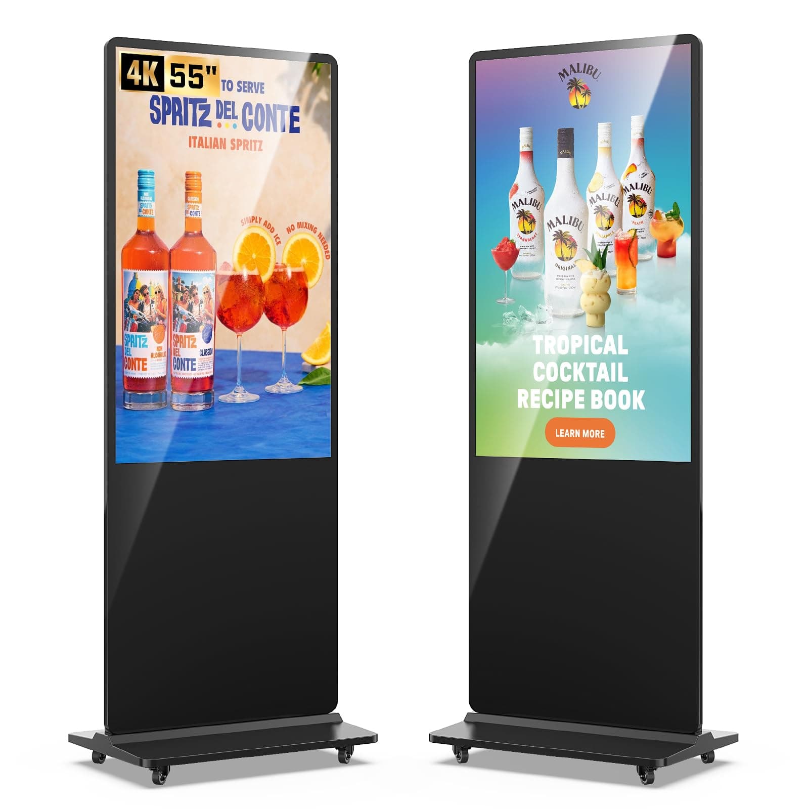 55 Inch 4K Digital Signage Display Kiosk, LCD Screen Indoor Floor Standing Advertising Displays, Android System Commercial Totem with Custom Service, Vertical Poster with Auto Media Player