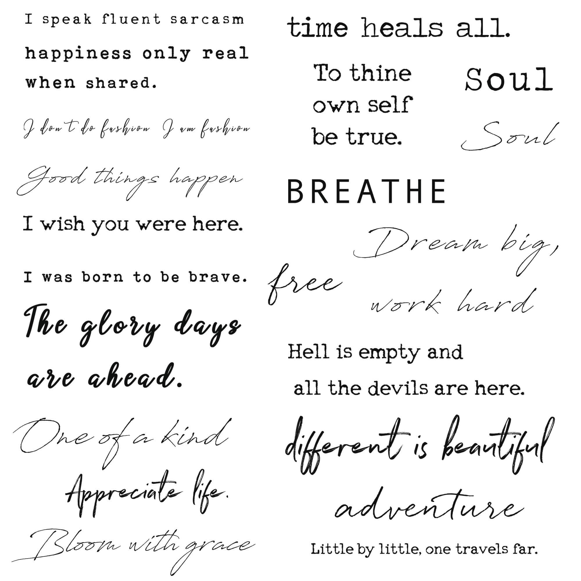 Everjoy Realistic Temporary Tattoos - 20 Individual Line Pcs, Waterproof Inspirational Words for Adult, Women (Words)