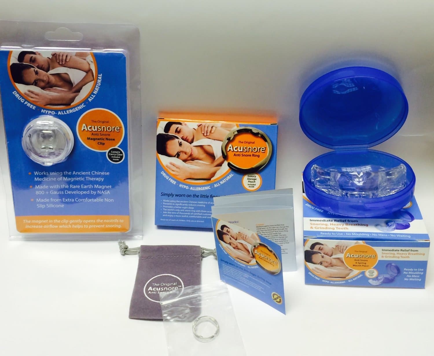 Anti Snore Snoring Kit: Contains Anti Snore Ring Large, Anti Snore 6 Spring Mouth Piece & Anti Snore Magnetic Nose Clip- Stop SNORING Once & for All!