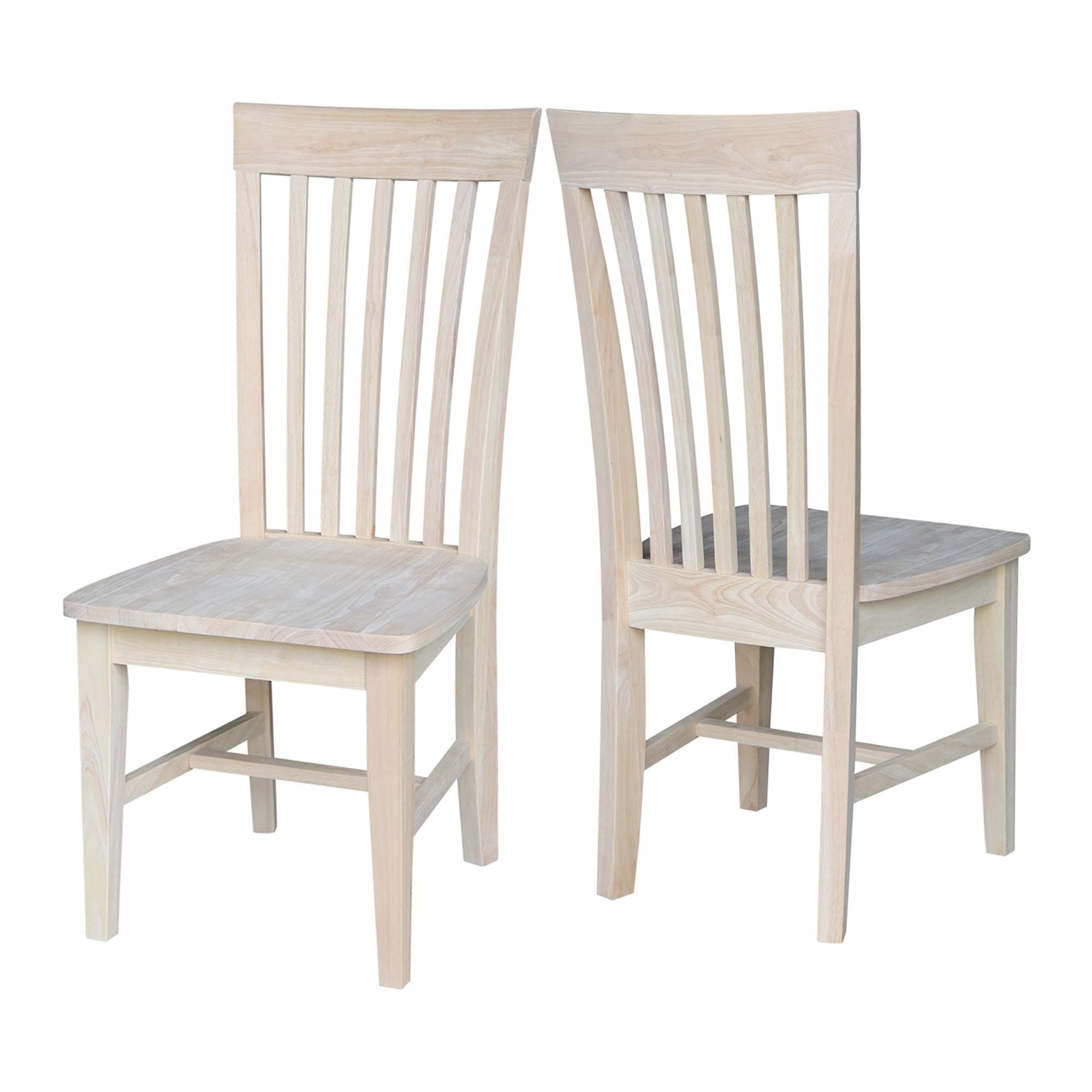 Set of 2 Tall Mission Dining Chairs Solid Parawood, Upgrade Your Dining Experience, Stain or Paint in Any Color, Sturdy and Long-Lasting, 18.1"W x 22.05"D x 40.16"H, Unfinished