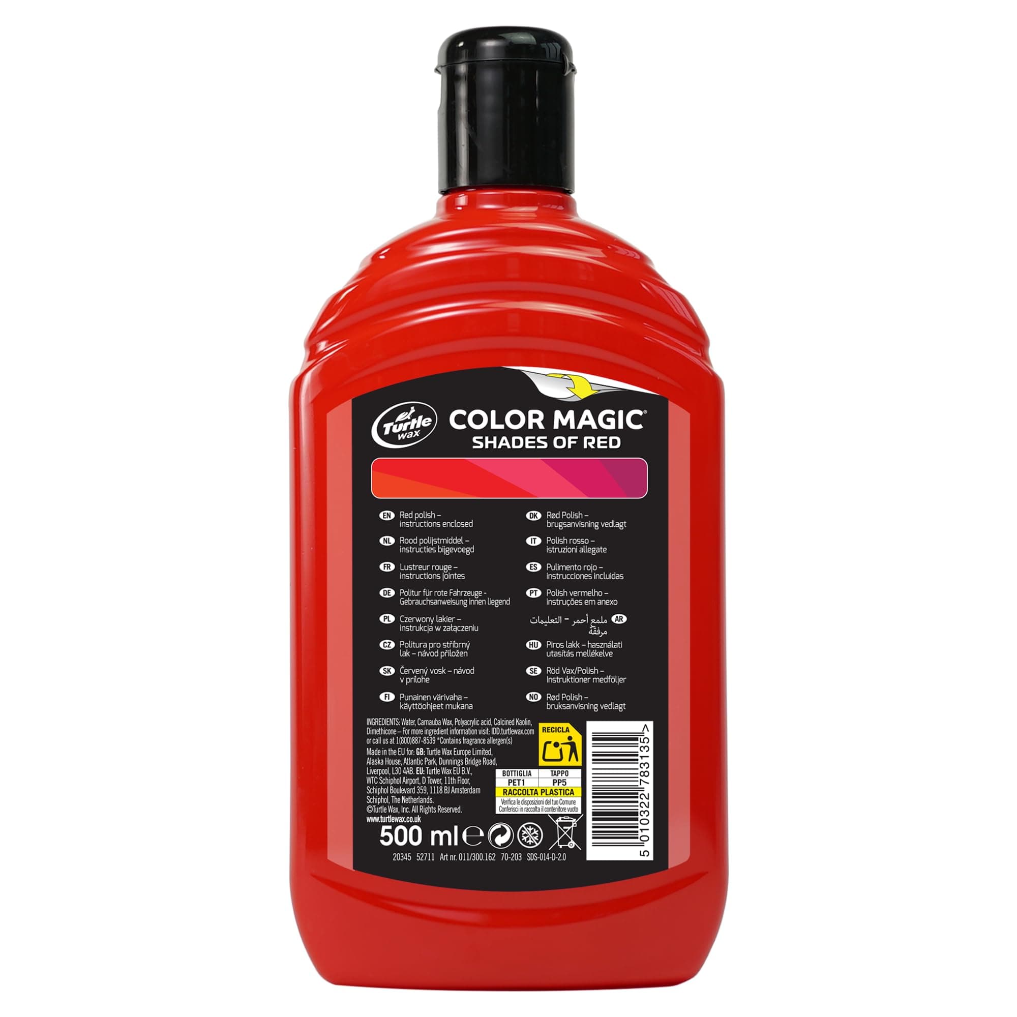 Turtle Wax Color Magic, Colour Restoring Car Polish, Red, Minor Car Scratch Remover, Enhances Car Paint Colour, Providing Showroom Shine and Car Wax Protection, 500ml, Pack of 1