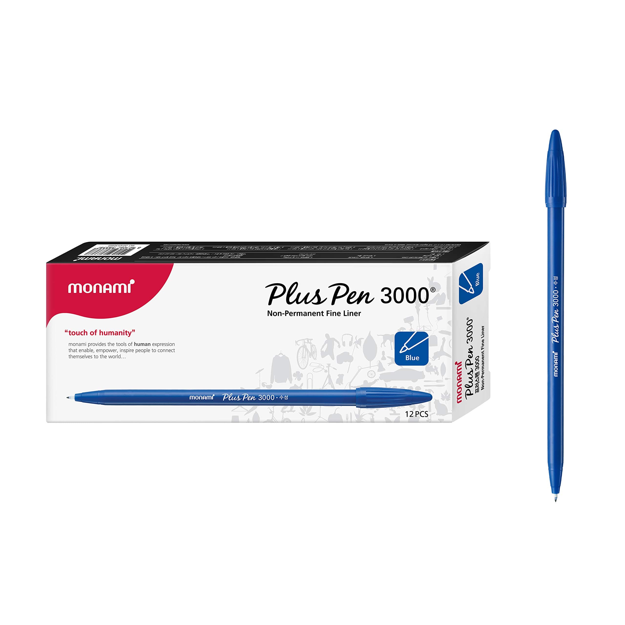 Plus 3000 Office Sign Pen Felt Tip Water Based Ink Color Pen Complete Blue Dozen Box