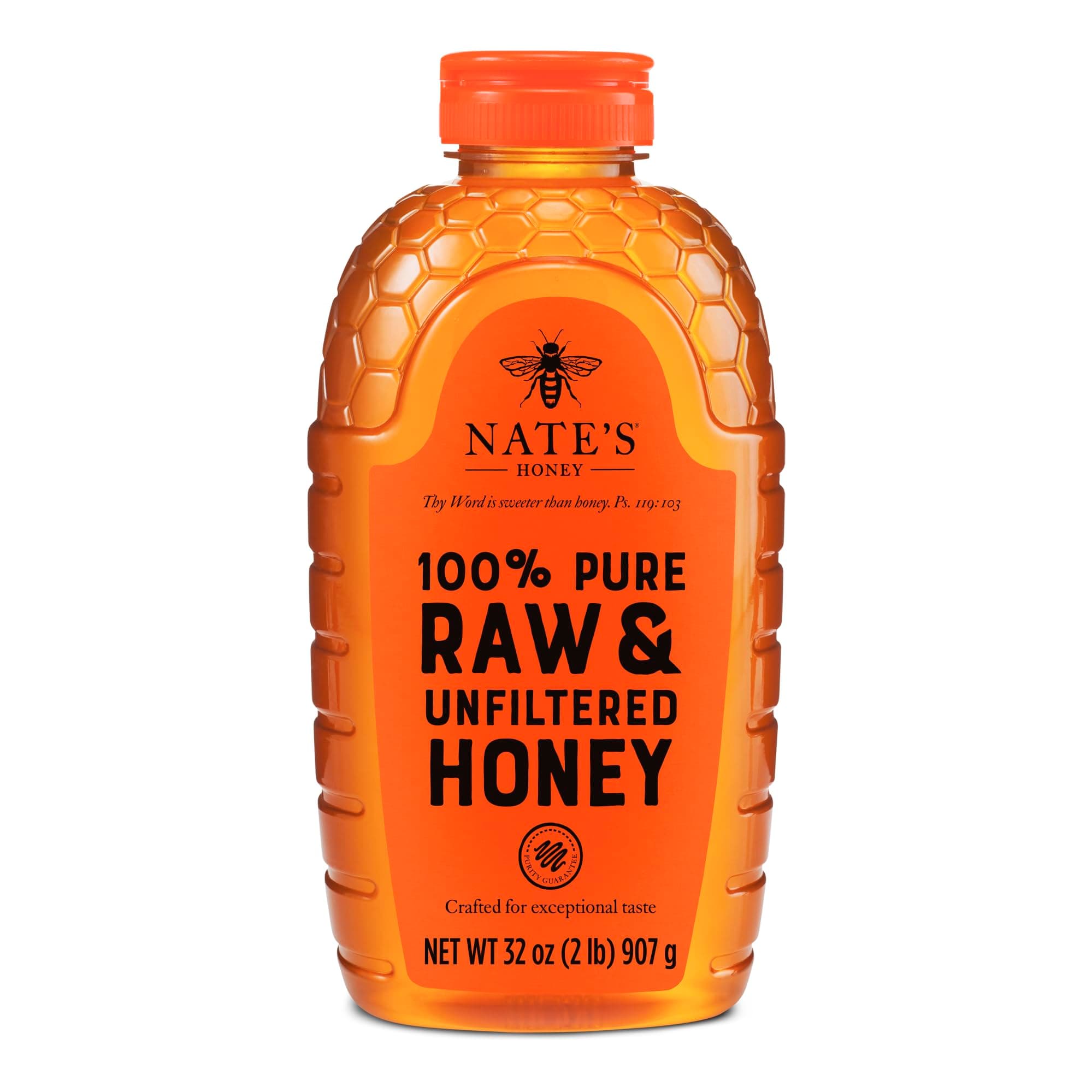 100% Pure Raw & Unfiltered Honey; 32-oz. Squeeze Bottle; Certified Gluten Free and OU Kosher Certified; Enjoy Honey?s Balanced Flavors, Wholesome Benefits and Sweet Natural Goodness