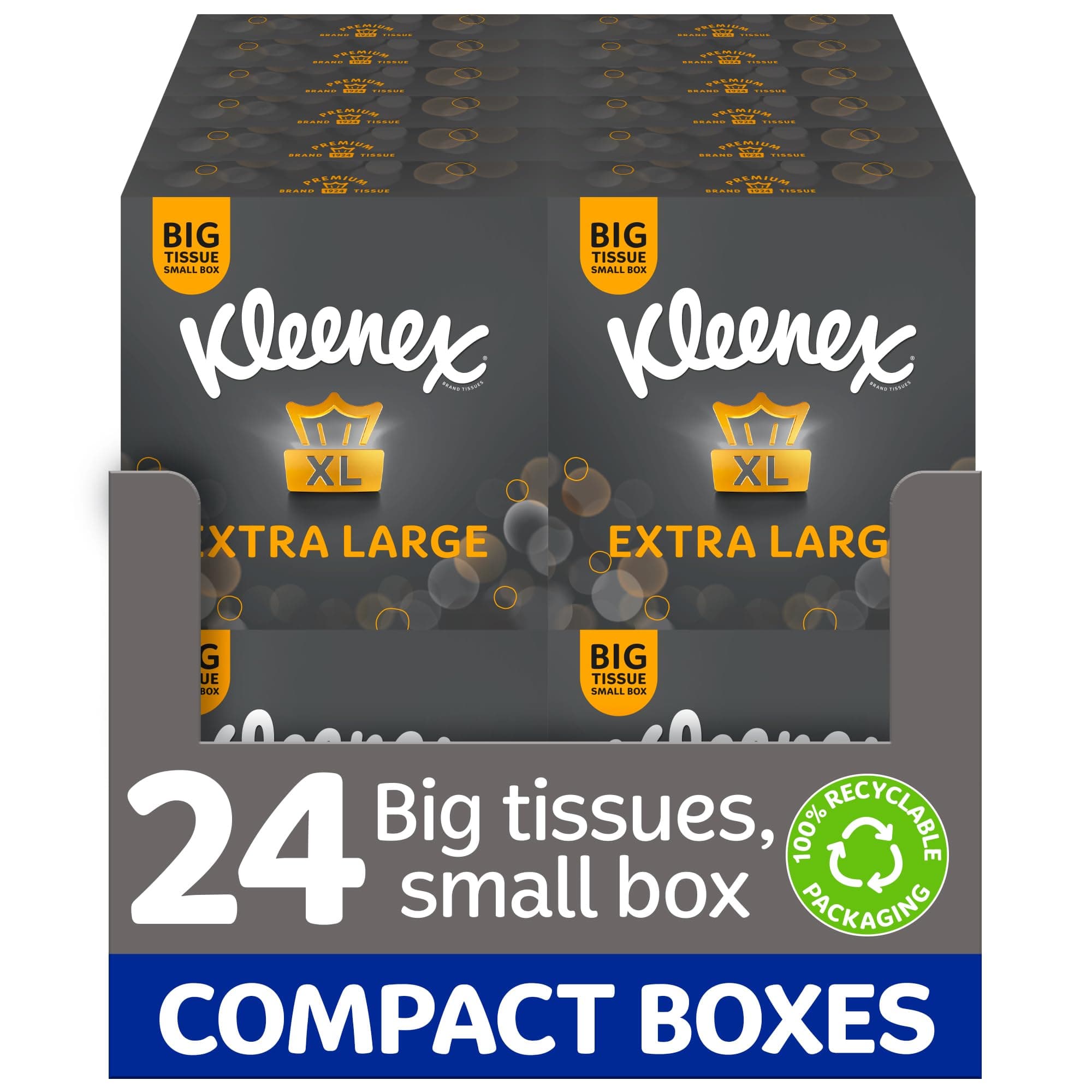Kleenex Mansize Compact Facial Tissues 50 Sheets Twin Pack (Pack of 12)