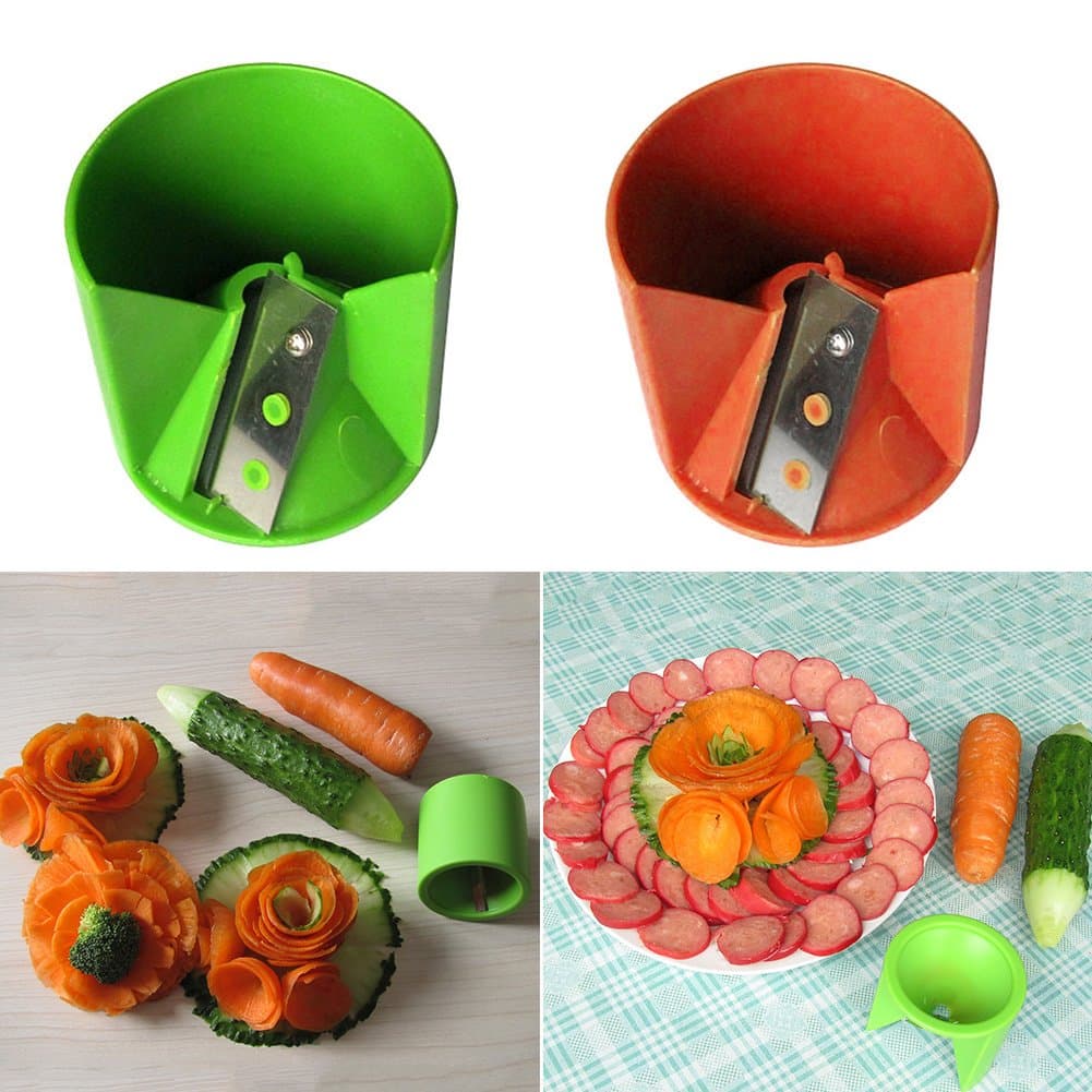 Vegetable Slicing Machine,Vegetable Fruit Curl Slicer Kitchen Tool Food Carving Knife Food Fruit Cutter Random Color