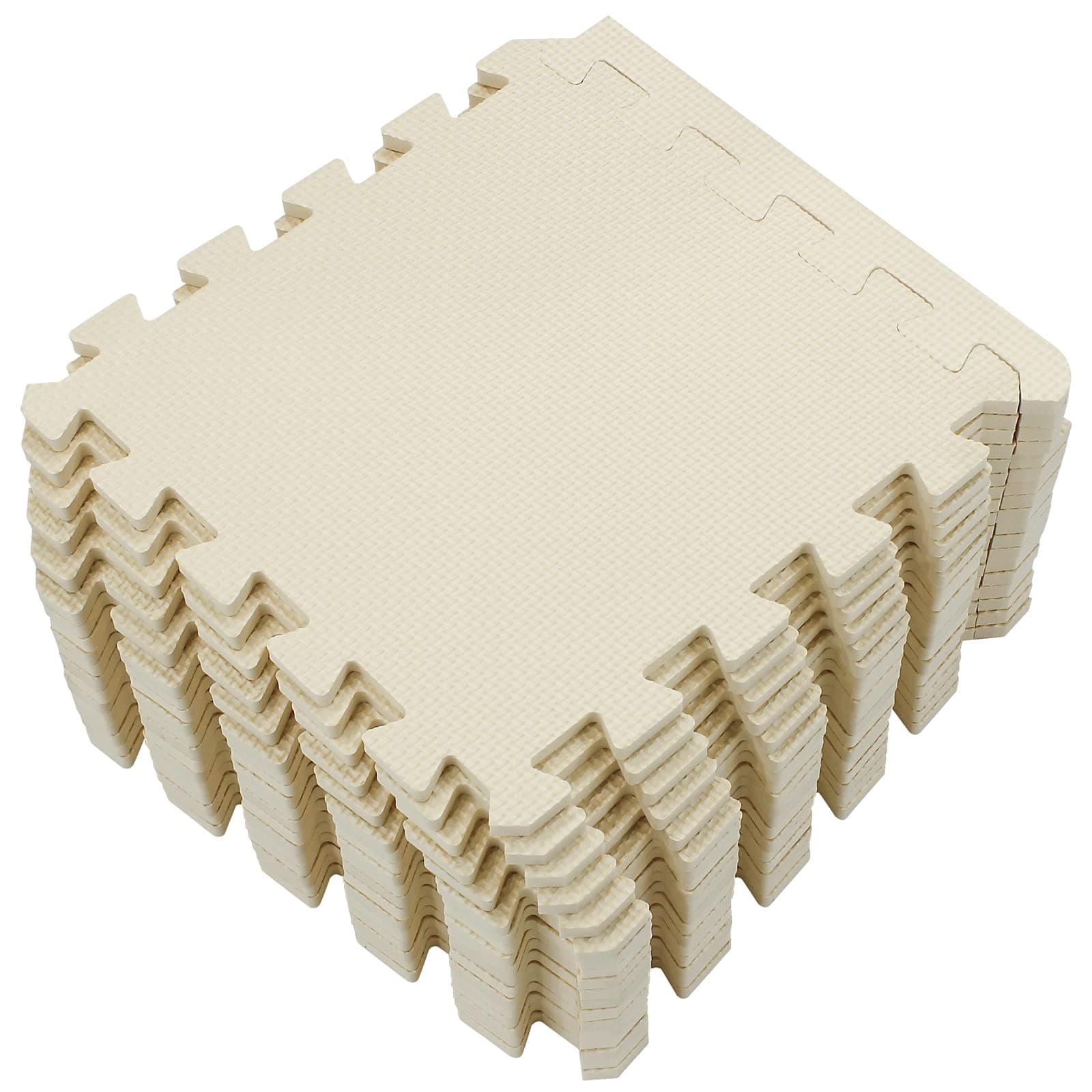 Yostrong® YOC-Jb18S18 Puzzle Mat Baby with Straight Edge for Crawling Mat, Play Mat, Sports Mat, Floor Protection Mat, 18 Puzzle Mats, Kids' EVA Foam Mat, Non-Toxic, Beige