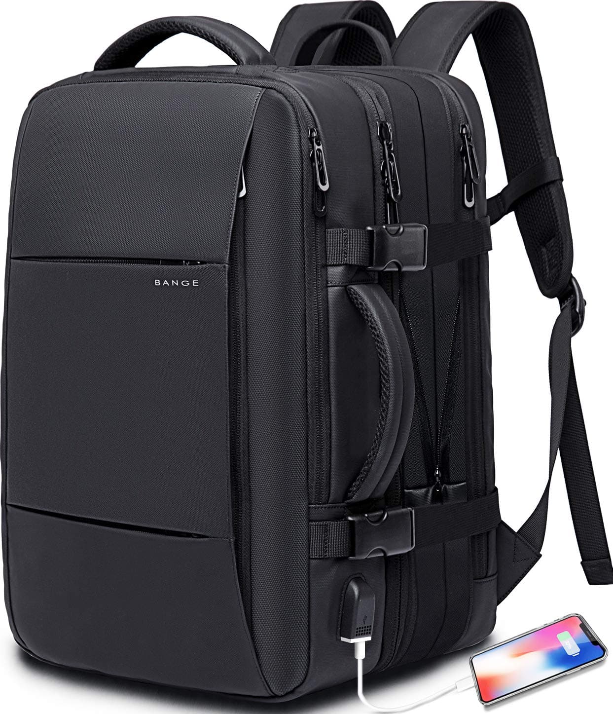 BANGE 32L Expandable Backpack, Waterproof, Anti-Theft Design, Ergonomic Airflow Ventilation, Durable, Multi-Purpose, Unisex