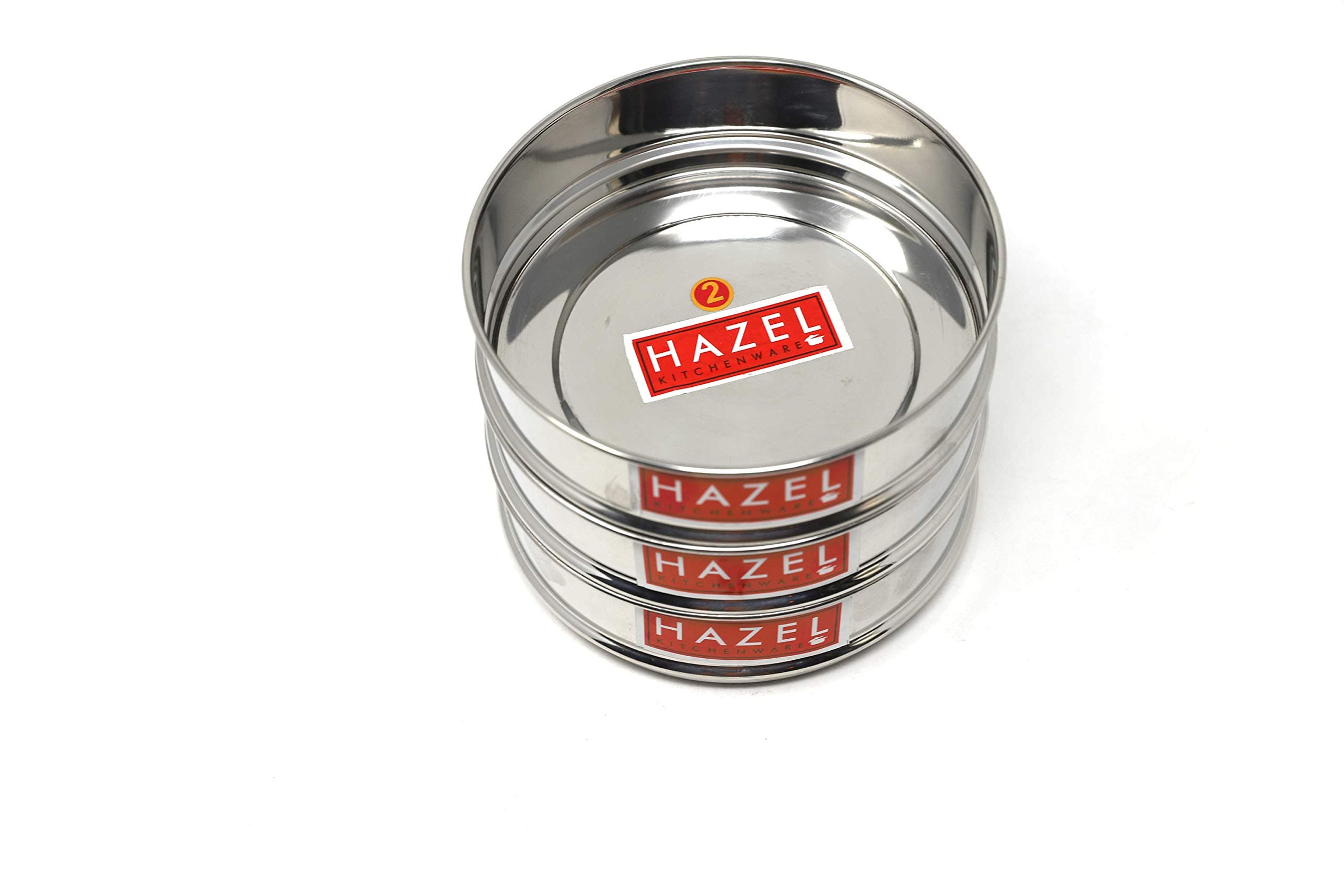 HAZEL Alfa Cooker Container | Cooker Vessel Set For 750 Ml I Set Of 3 With Glossy Finish Stainless Steel Utensil Set | Rice Cooker Dabbas, Stackable Cooker Separators, Silver, 8 Liter