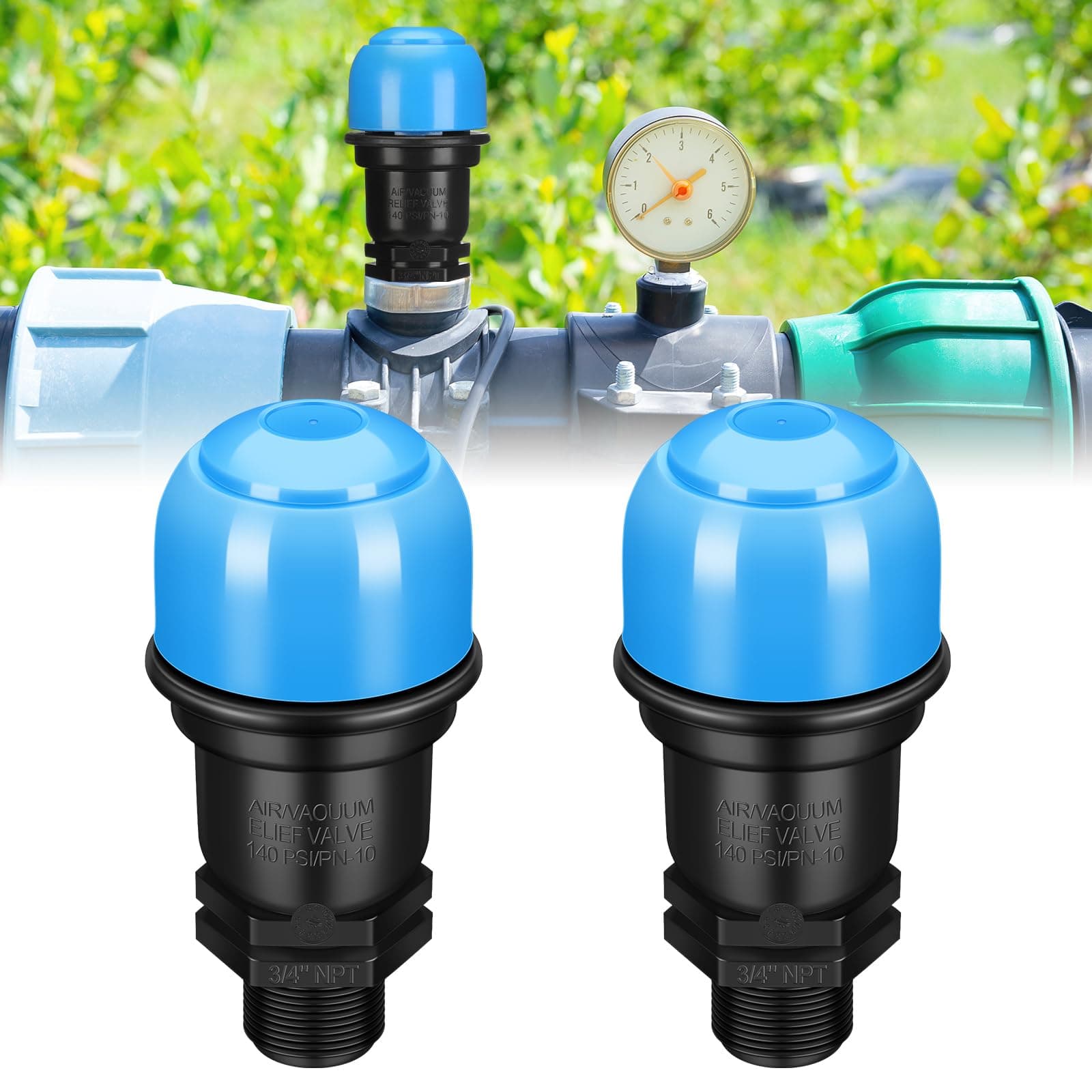 2 Pack Air Release Valve 3/4 Inch Air and Vacuum Release Male Thread Air Relief Air Bleeder Valve Vent Irrigation Water Saving System for Agricultural Drip Systems