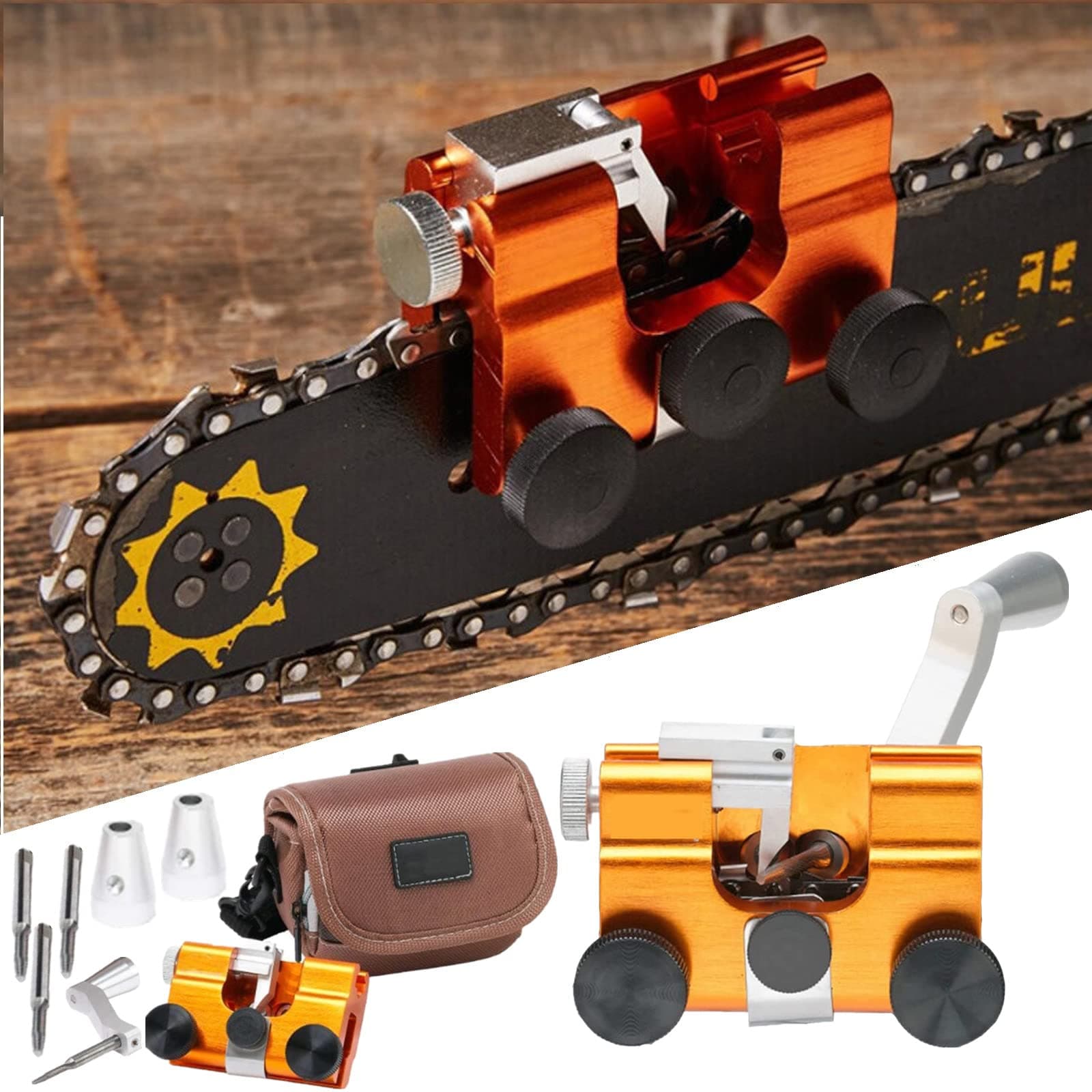 TOKLYUIE Chainsaw Chain Sharpening Jig, Deluxe Chainsaw Sharpener Jig Tool is Designed to Sharpen Your Chainsaw, Portable Chainsaw Sharpener Kit for All Kinds of Chain Saws and Electric Saws (1pcs)