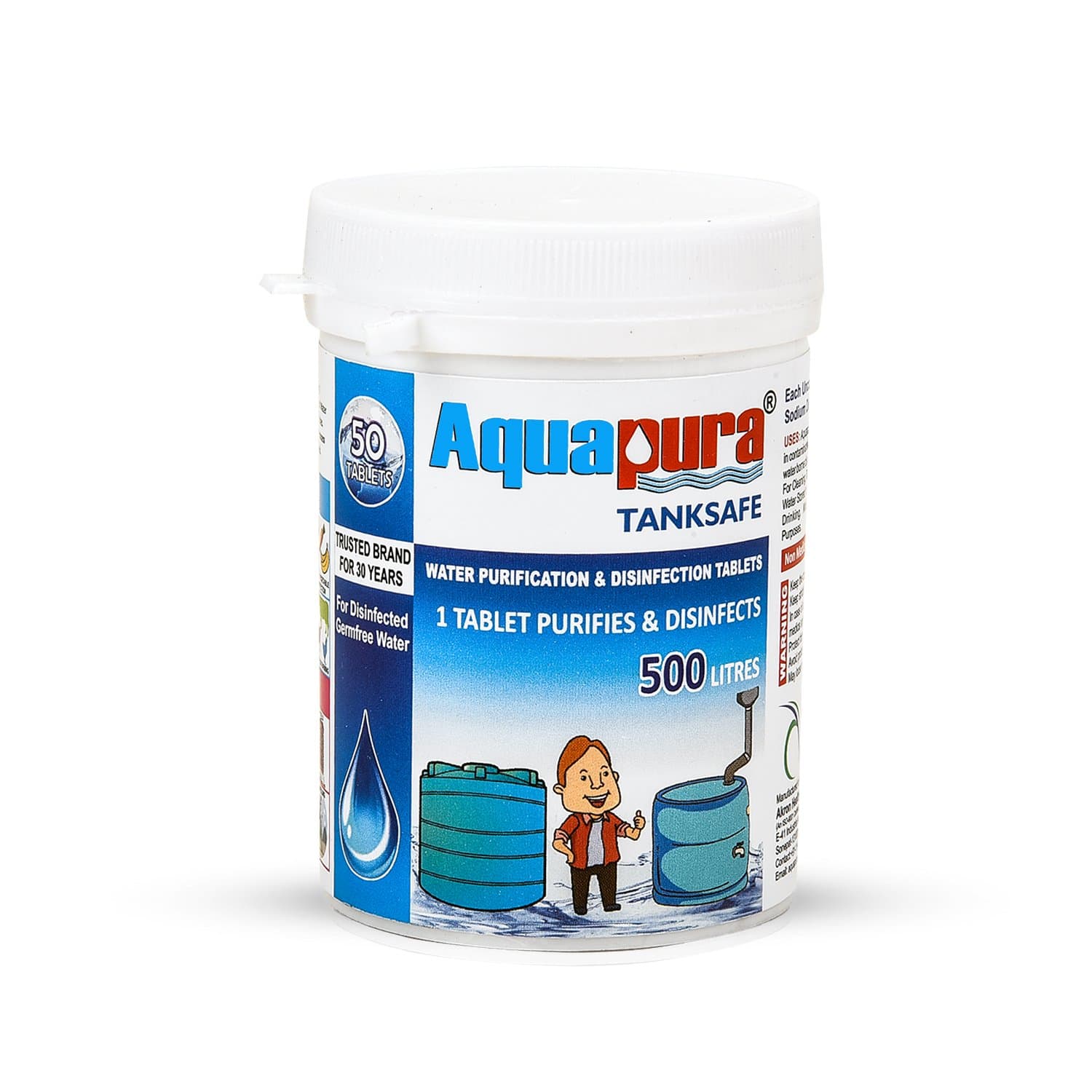Aquapura Water Purification Tablets, Each Tablet for 500 litres, 50 Tablets P...