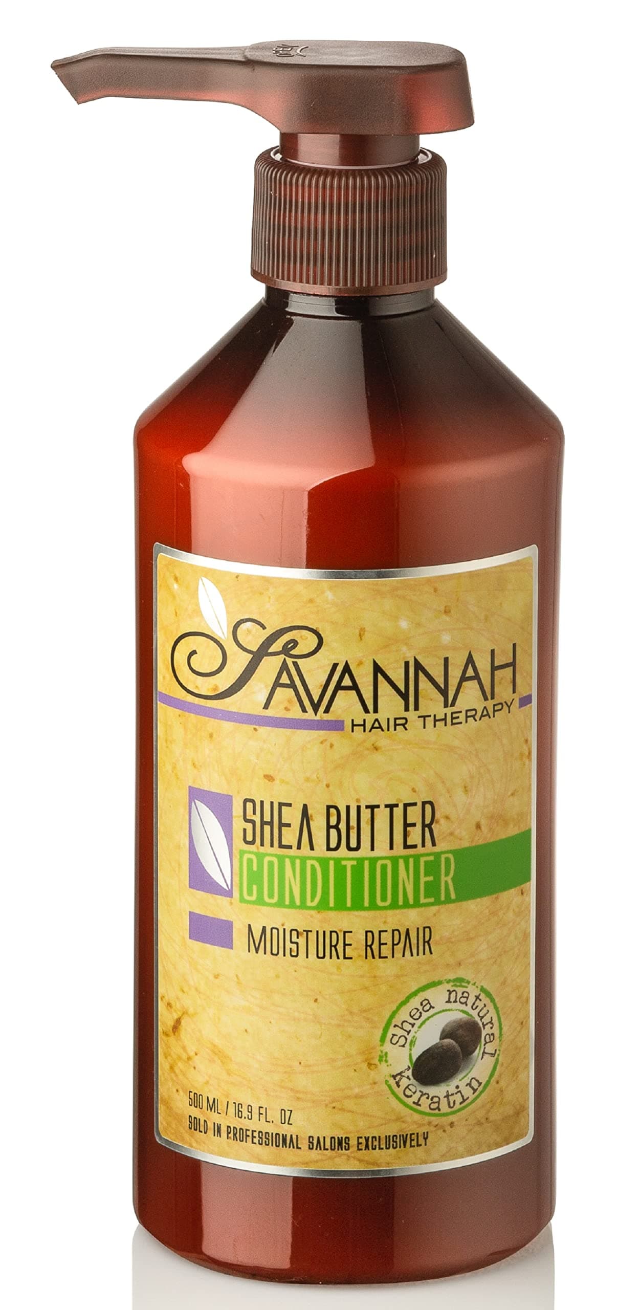Savannah Hair Therapy Conditioner with Shea Butter & Keratin – Moisturizing, Sulfate-Free Formula for Dry, Damaged or Color-Treated Hair – Professional Salon Care 500 ml (16.9 oz)
