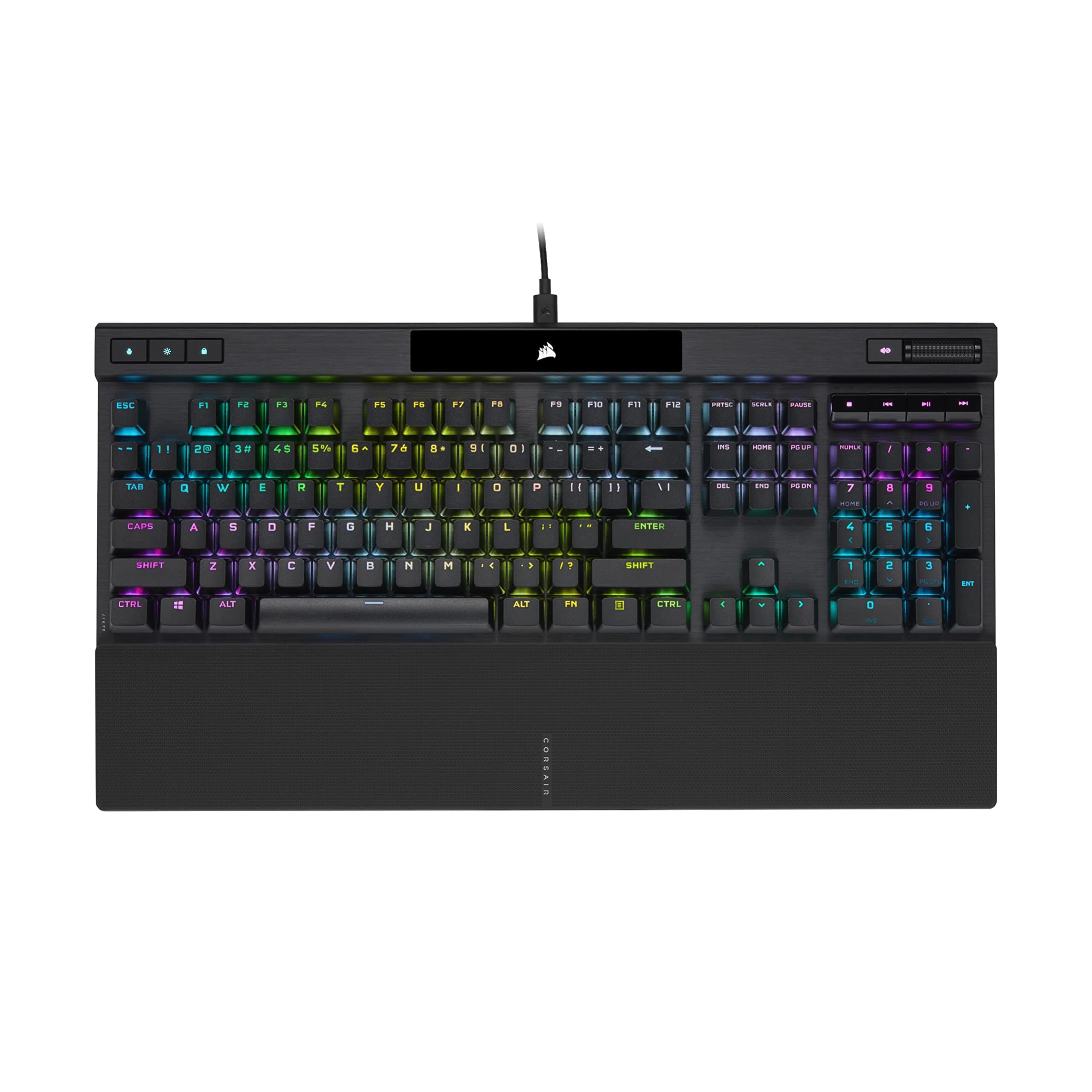 K70 RGB PRO Wired Mechanical Gaming Keyboard (CHERRY MX RGB Speed Switches: Linear and Rapid, 8,000Hz Hyper-Polling, PBT DOUBLE-SHOT PRO Keycaps, Soft-Touch Palm Rest) QWERTY, NA - Black