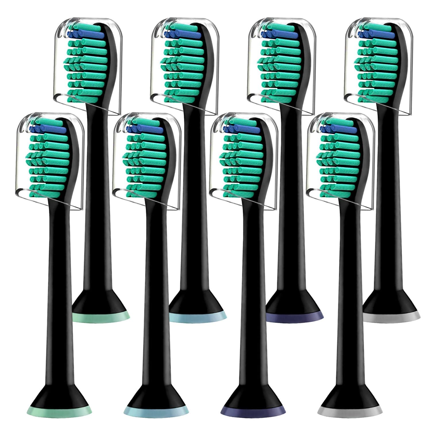 Replacement Brush Heads, Compatible with Philips Sonicare Electric Toothbrushes, Classic Toothbrush Heads HX6014, Fit The Models of HX3/HX6/HX9/HX8/HX7 Series (8 Pack in Black)