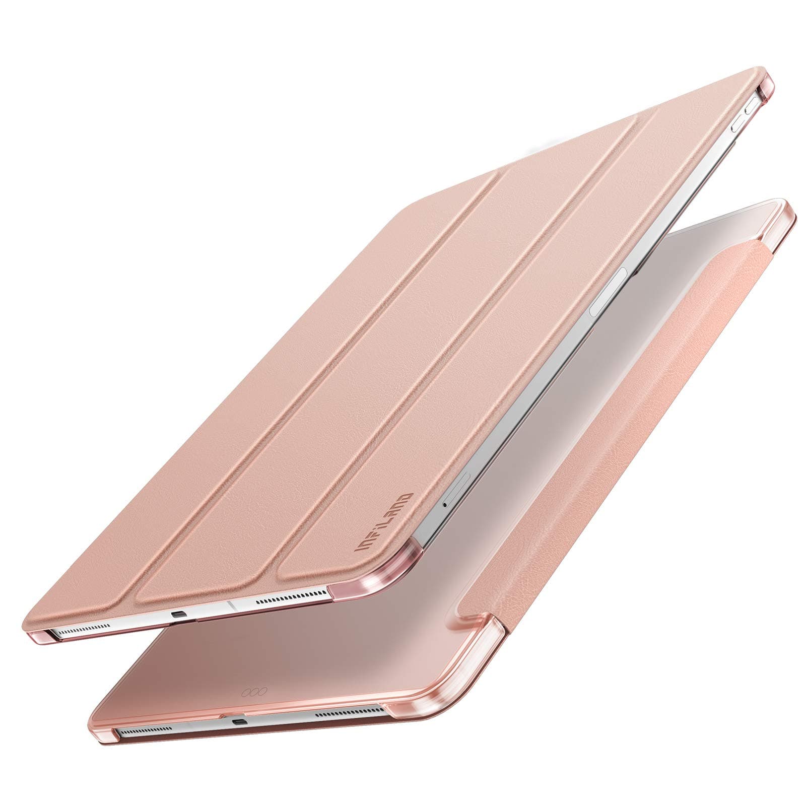 INFILAND iPad Pro 12.9 Case 2018, Translucent Frosted Back Case Compatible with iPad pro 12.9 inch (3rd Generation) 2018 Release (Auto Sleep/Wake Features),Rose Gold