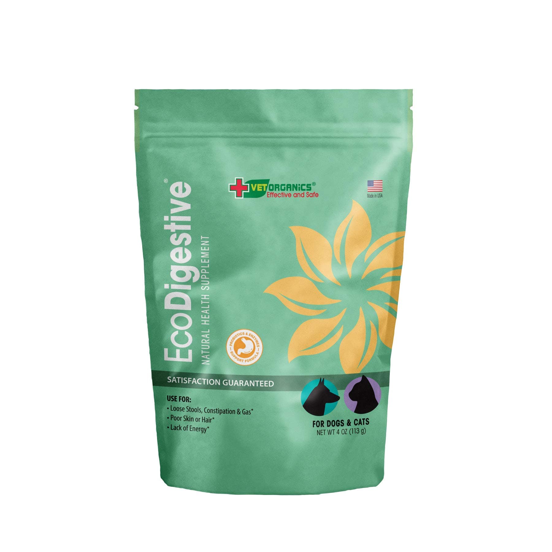 Vet Organics EcoDigestive Probiotics & Enzymes Formula for Dogs & Cats. Daily Gut Health Supplement to Support Digestion, Nutrient Absorption & Intestinal Balance (4oz)