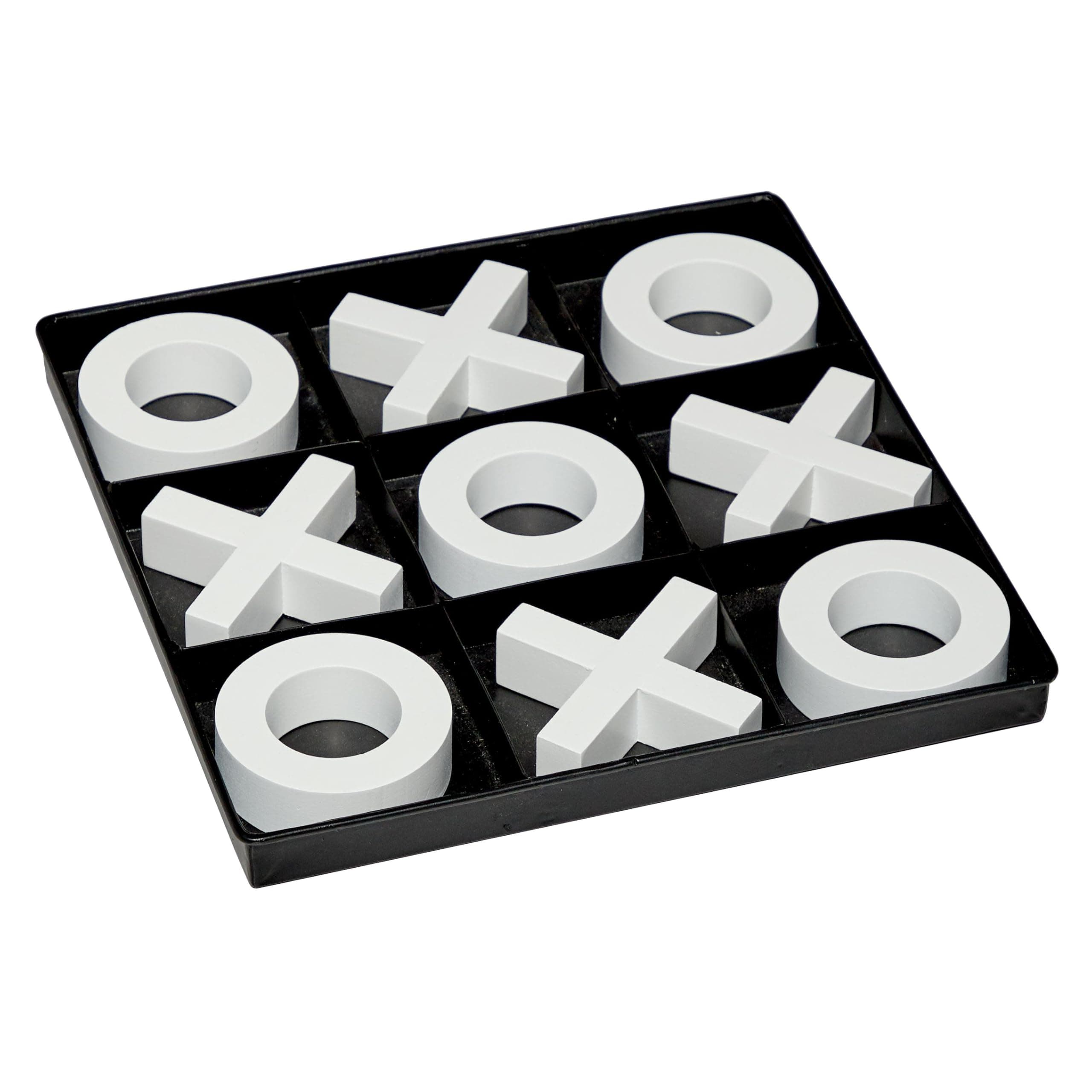 Deco 79 Wood Tic Tac Toe Game Set with White Pieces, 12" x 12" x 1", Black