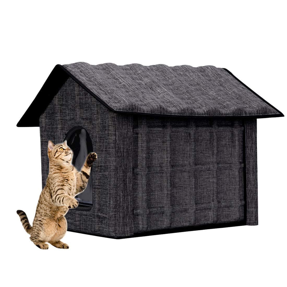 Gwell Cat House Cat Cave Stable Winter Proof Foldable Cat House Pet House with Removable Mattress Soft Warm Choice of Colours for Cats, Puppies, Rabbits and Small Animals