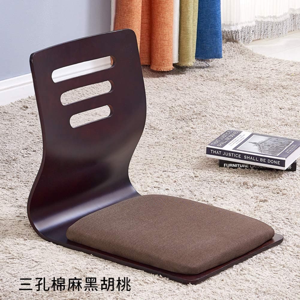 Wood Tatami Zaisu,Floor Chair Lazy Sofa Game Meditation Floor Seating with Back Support Legless Chair-W