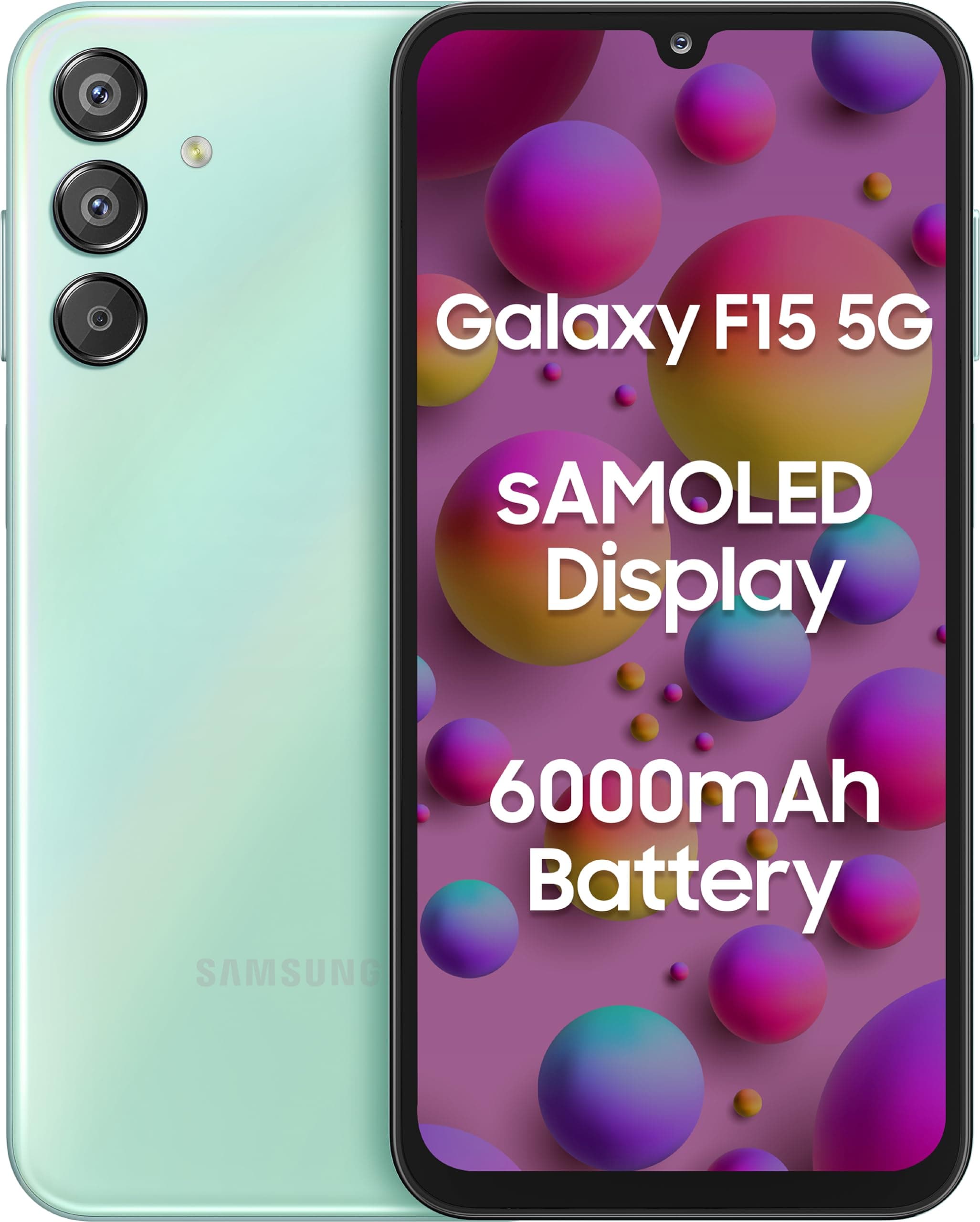 Galaxy F15 5G (Jazzy Green, 6GB RAM, 128 GB Storage) 90 hz Super AMOLED Plus MediaTek Dimensity 6100+ 50MP camera Dual-SIM 6000mAh Battery Up to 12GB RAM with RAM Plus