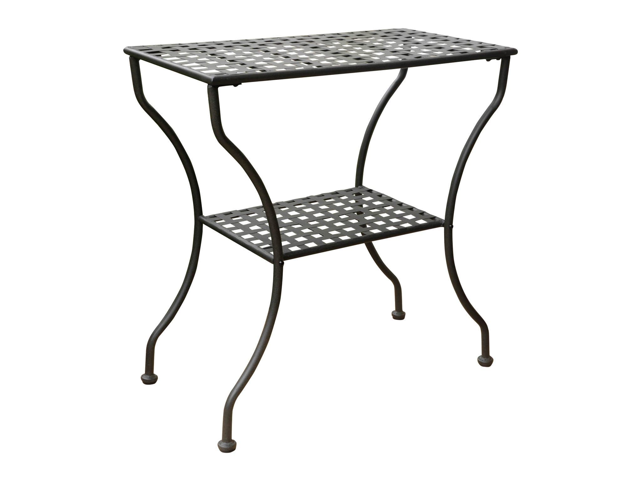 International Caravan 74361 Iron 2-Tier Patio Side Table, Antique Black