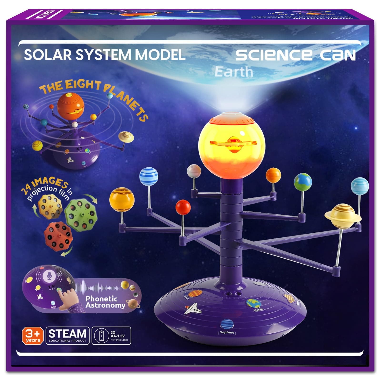 Science Can Solar System for Kids, Talking Astronomy Solar System Model Kit, Planetarium Projector with 8 Planets STEM Space Toys for 3 4 5+ Years Old Boys Girls