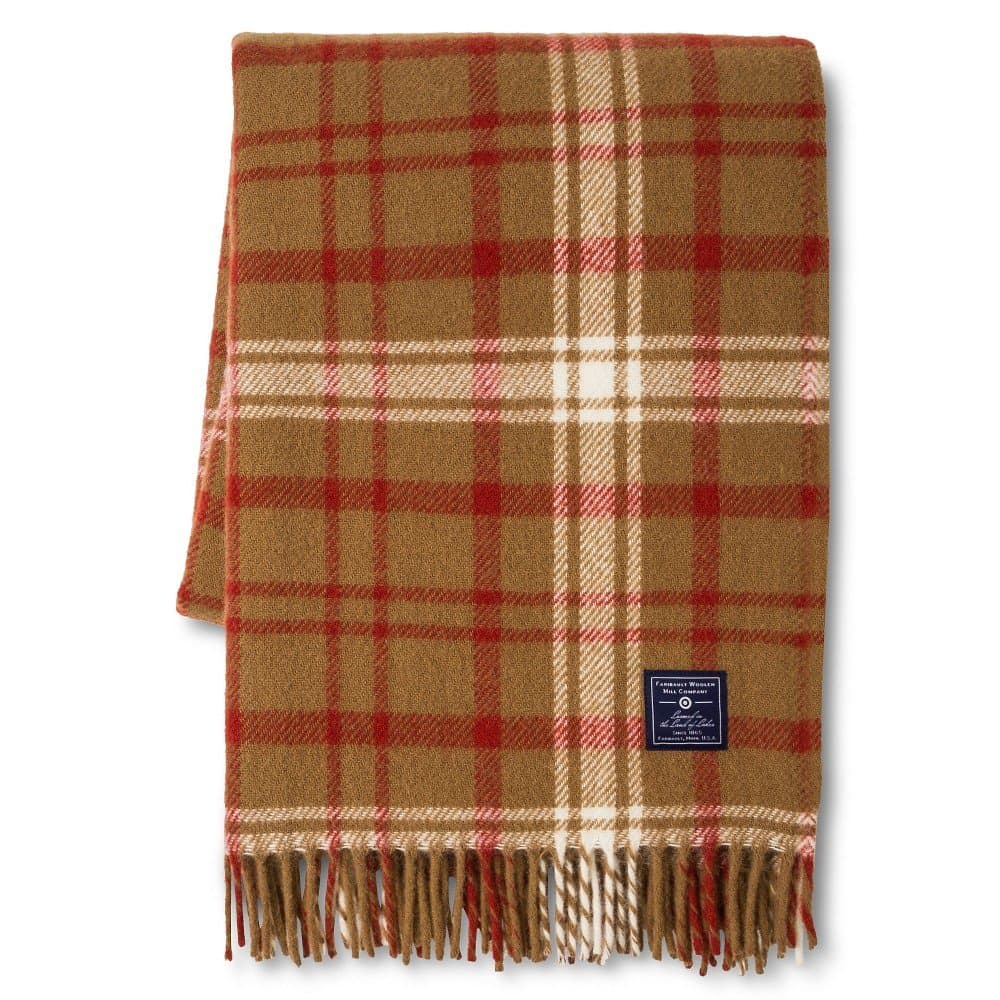 Faribault Woolen Mill Company Plaid Wool Throw - Chestnut