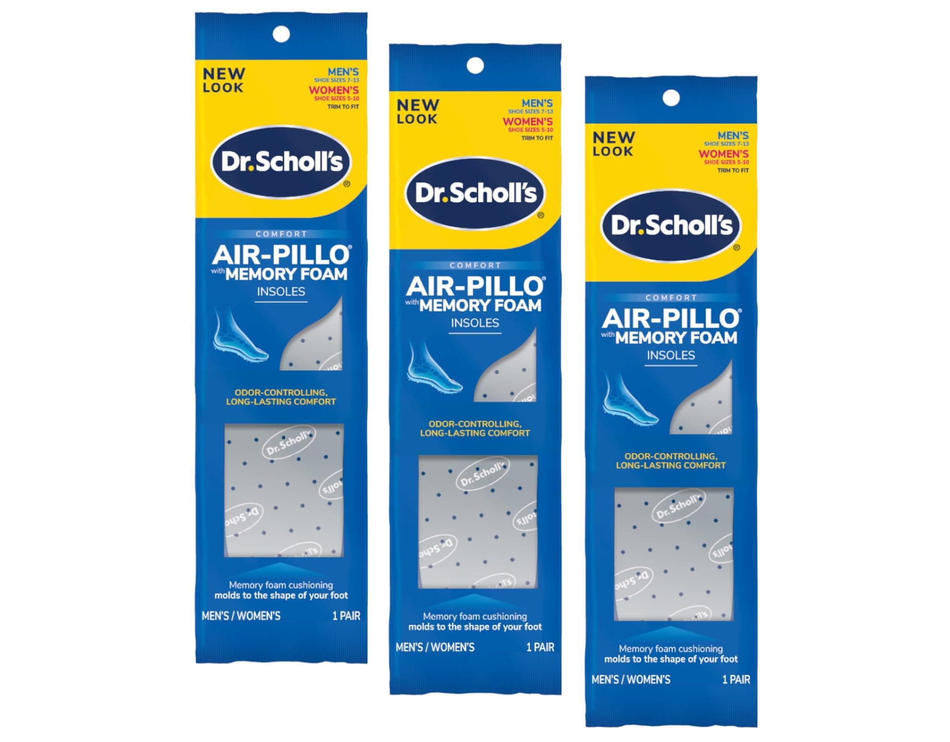 Insoles Air-Pillo Cushioning - 3 Pairs (Men's Sizes 7-13 & Women's Sizes 5-10)